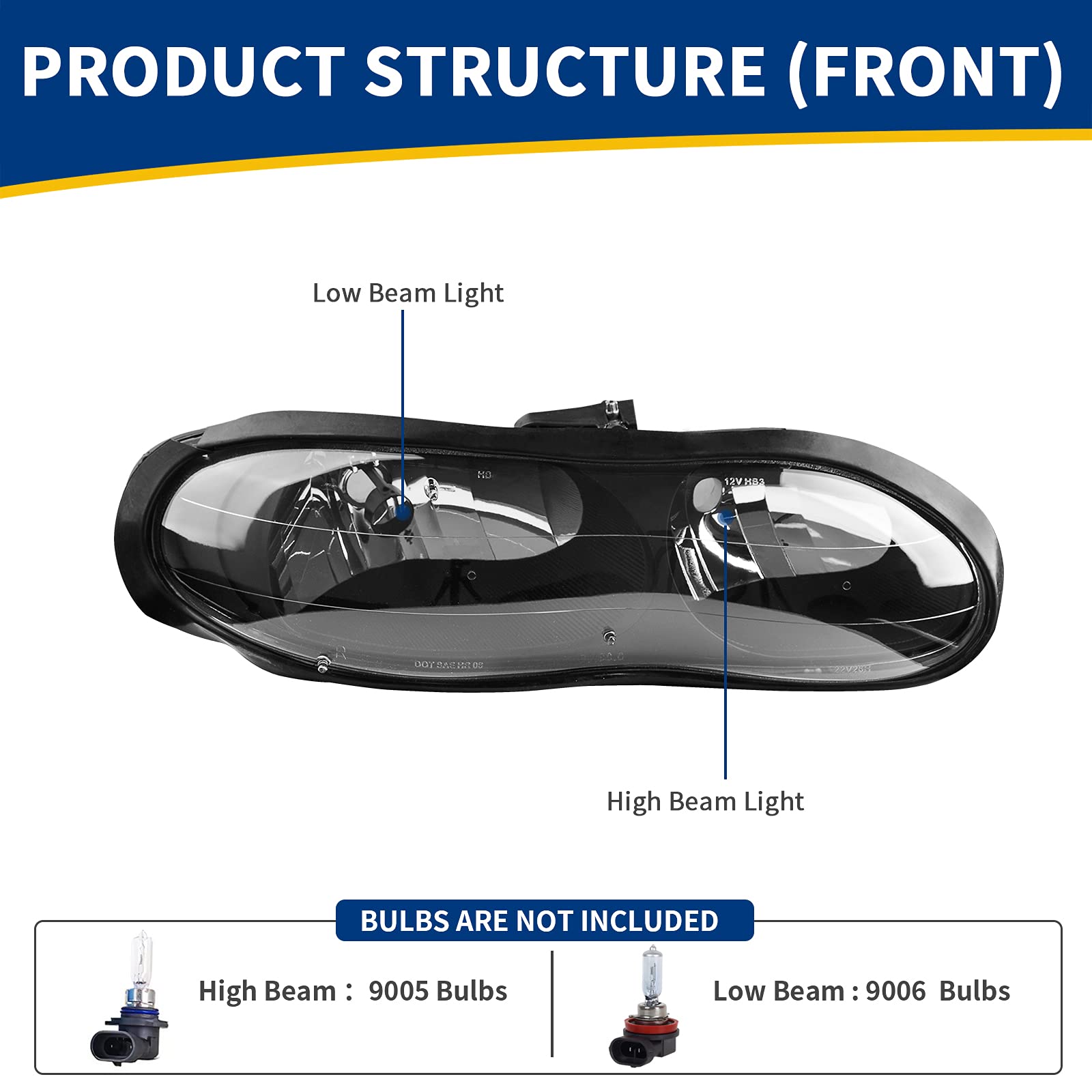Autosaver88 Headlight Assembly Compatible With 1998-2002 Chevy Camaro Black Housing With Clear Lens(Driver Side And Passenger Si