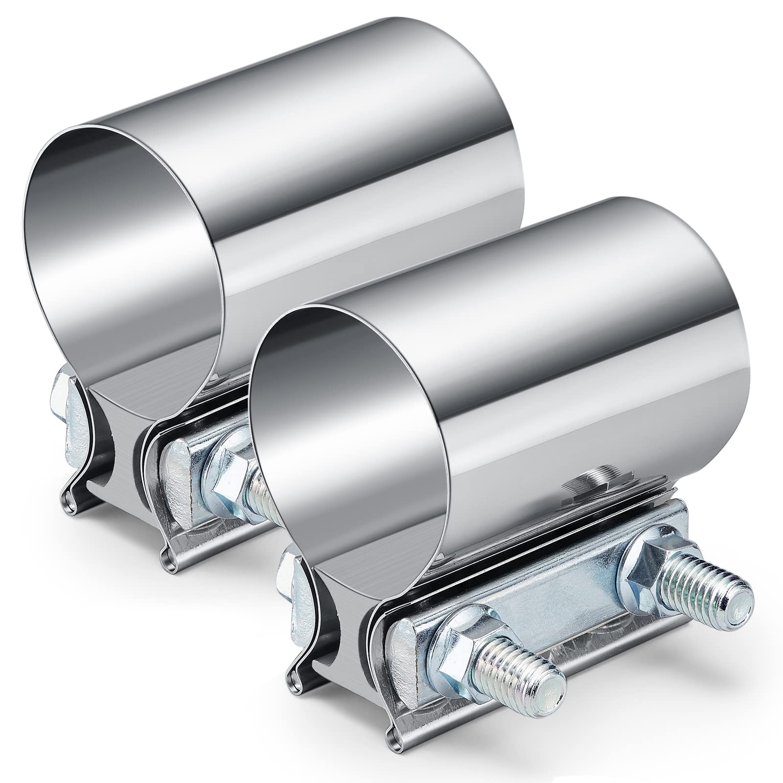 Sykrss 2.25'Stainless Steel Butt Joint Exhaust Seal Band Clamp 2Pcs