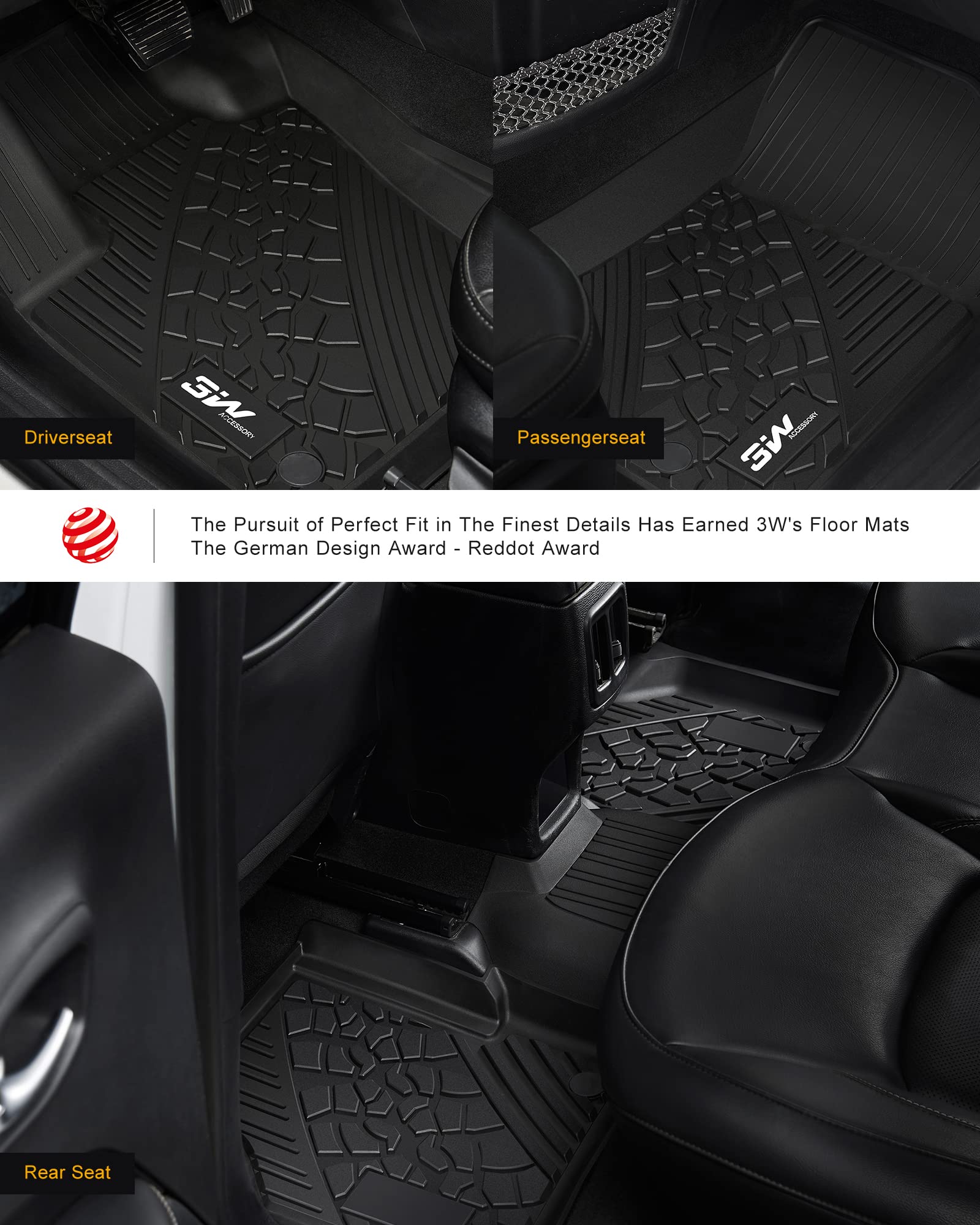 3W Floor Mats And Cargo Liner Fit For 2017-2025 Jeep Compass, Tpe All Weather Custom Fit First Second Rows And Trunk Full Set Ca