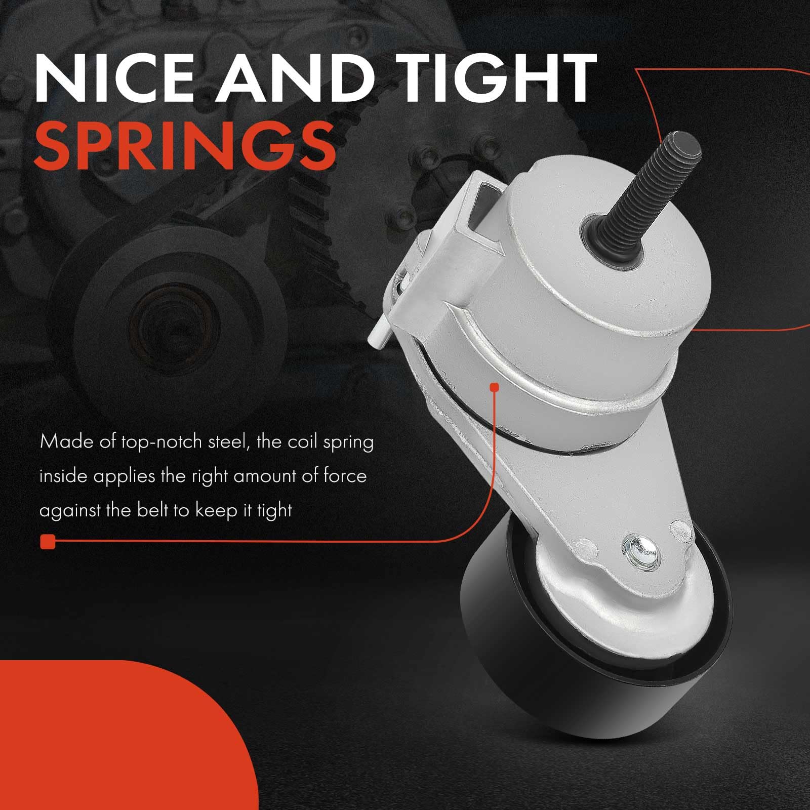 A-Premium Belt Tensioner Assembly With Pulley Compatible With Chevrolet Cruze 2010-2016, Sonic 2012-2018 & Saturn Astra 2008-200