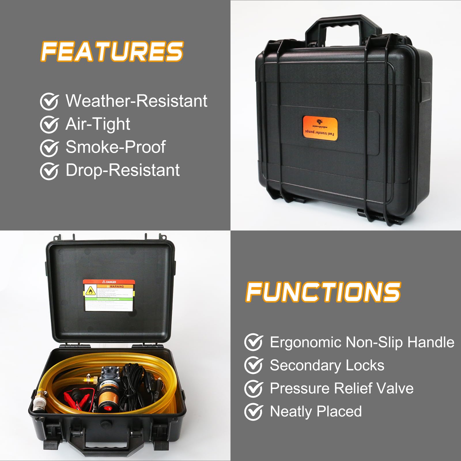 Steauty 12V 75W Fuel Transfer Pump Kit, Moves Up to 110 Gallons Of Gas or Diesel Per Hour, with High Elastic Fuel Pipe & 2 Power