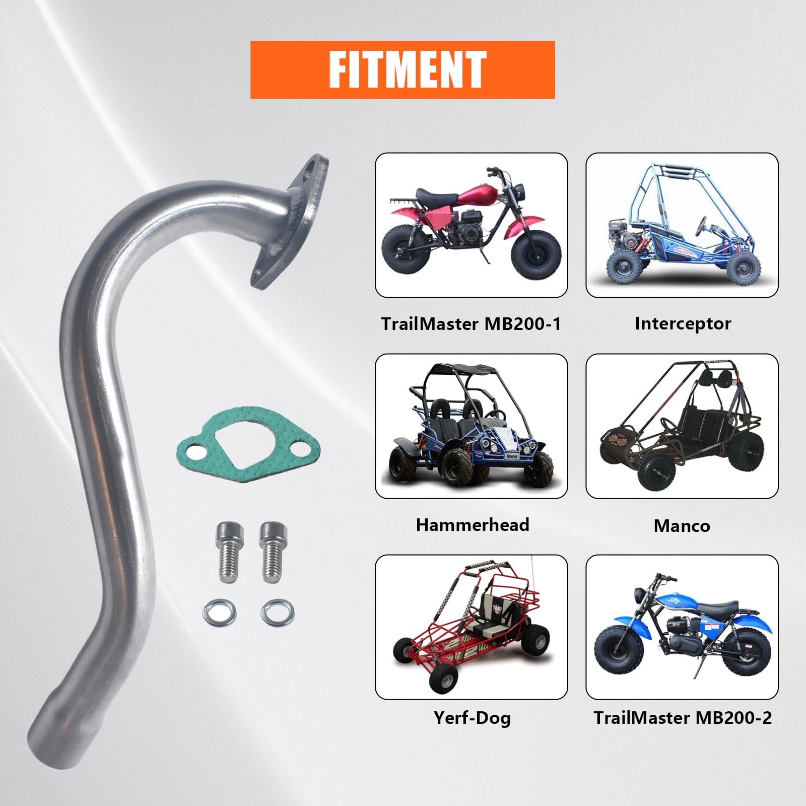 JOIQEXJ Exhaust Header Pipe for Predator 196cc 212cc GX160 GX200 Go Kart