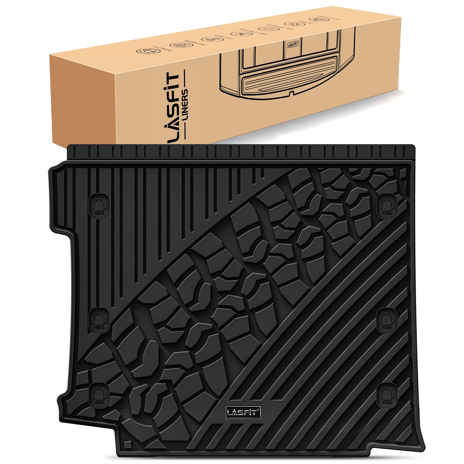 Lasfit Cargo Mat Fit For 2018-2024 Jeep Wrangler Jl Unlimited 4 Door With Subwoofer Only (Not Fit For Jk Or 4Xe), Tpe All Weathe