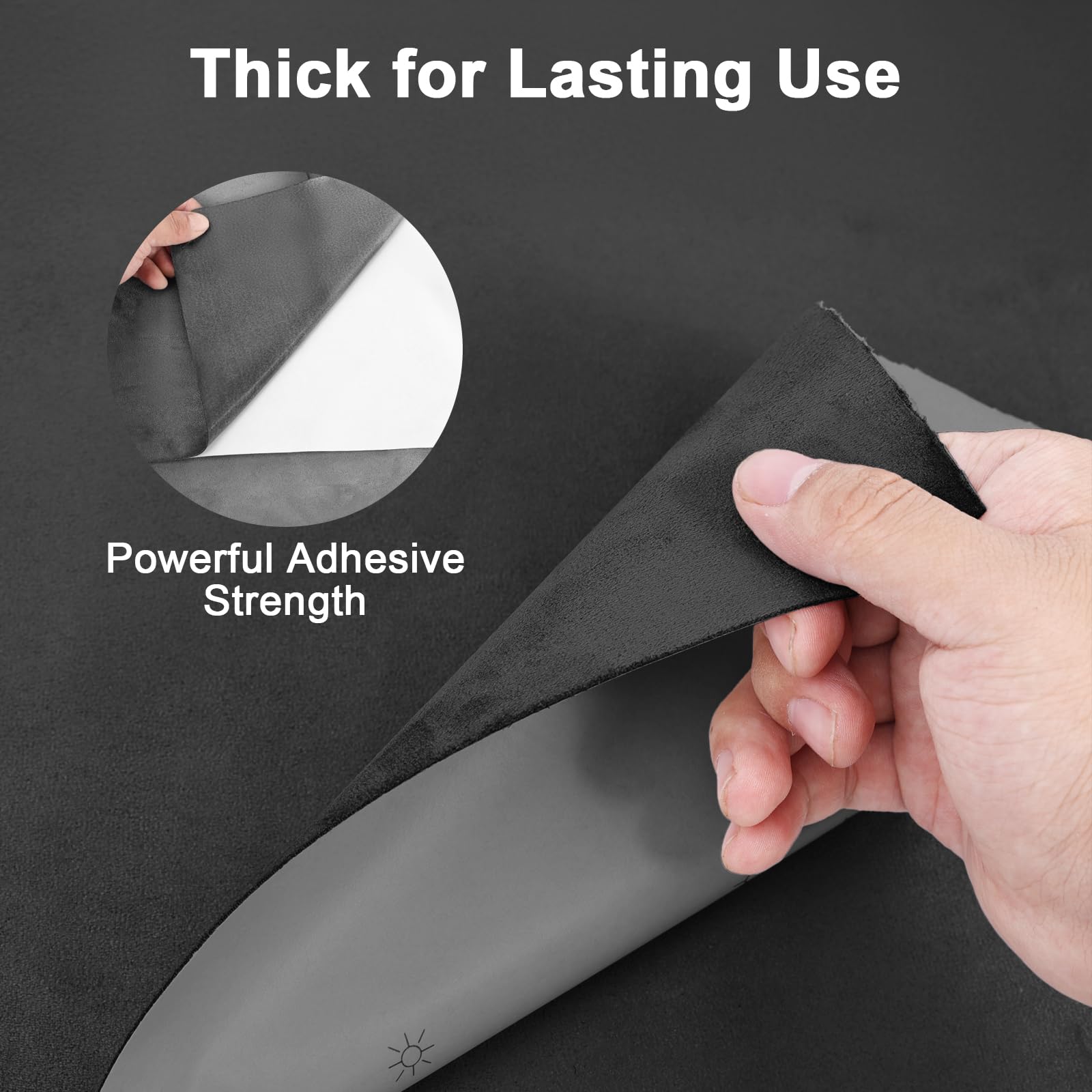 RadiantDecor Premium Black Suede Fabric Wrap - 12x60 inch Suede Wrap for Car Interior - Self-Adhesive Microfiber and Synthetic L