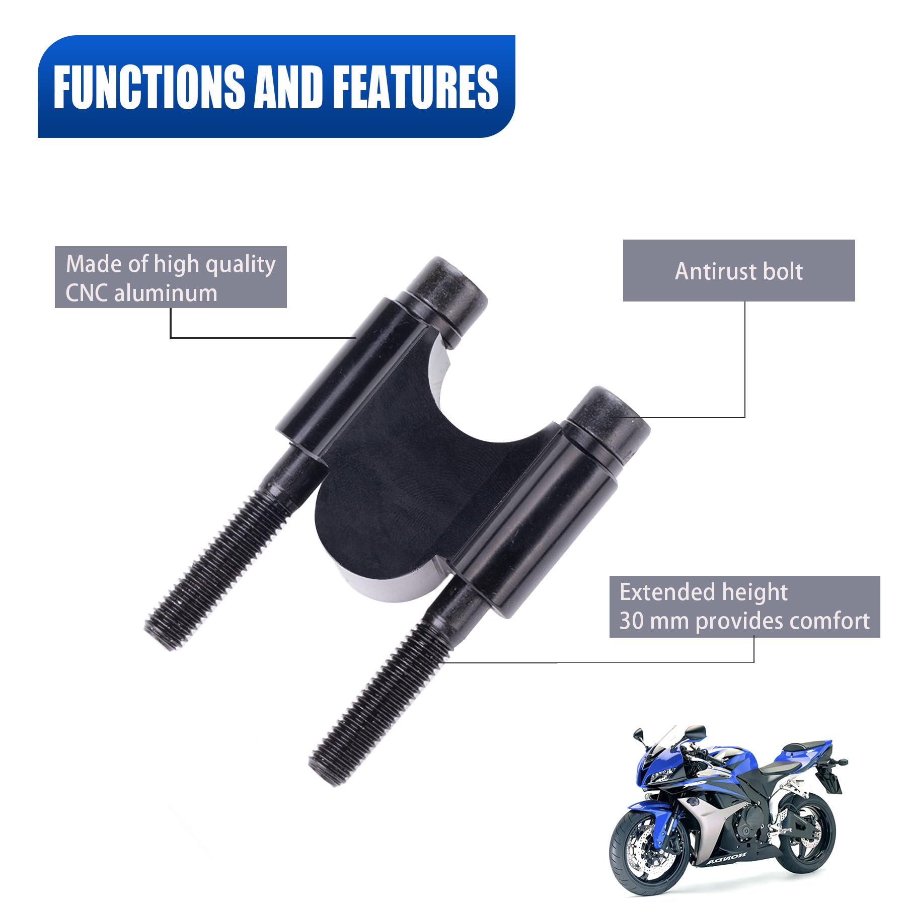 Ciom 7/8' Handlebar Risers 30Mm Height For Honda Kawasaki Suzuki Atv Dirt Bike Yamaha Mt-09 Mt-07