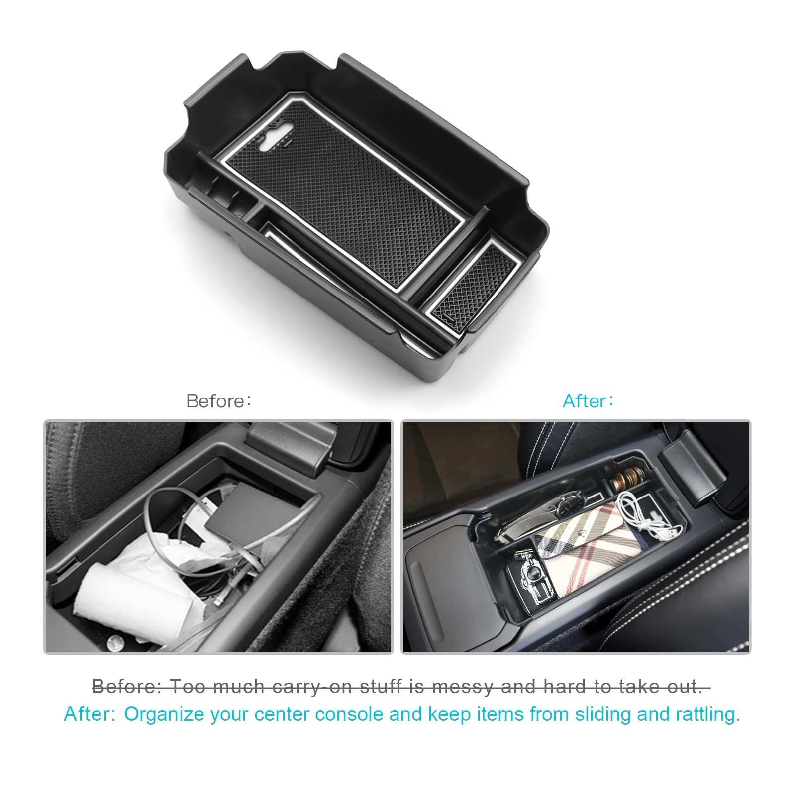Cdefg Center Console Organizer Tray For 2019 2020 2021 2022 2023 2024 2025 Volvo Xc40 Accessories Abs Black Material Armrest Insert Secondary Storage Box