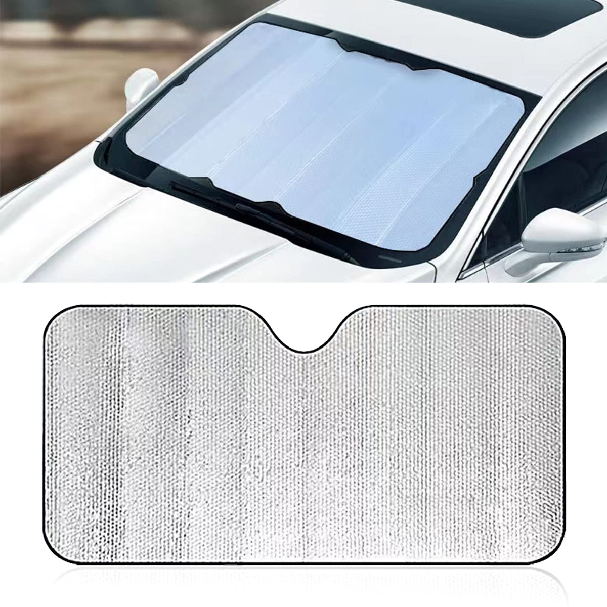 QODOLSI Pack-1 Car Windshield Sunshade, 55.1'' x 27.5'' Front Windshield Sunscreen Heat Shield, Front Window Sun Protector Cover