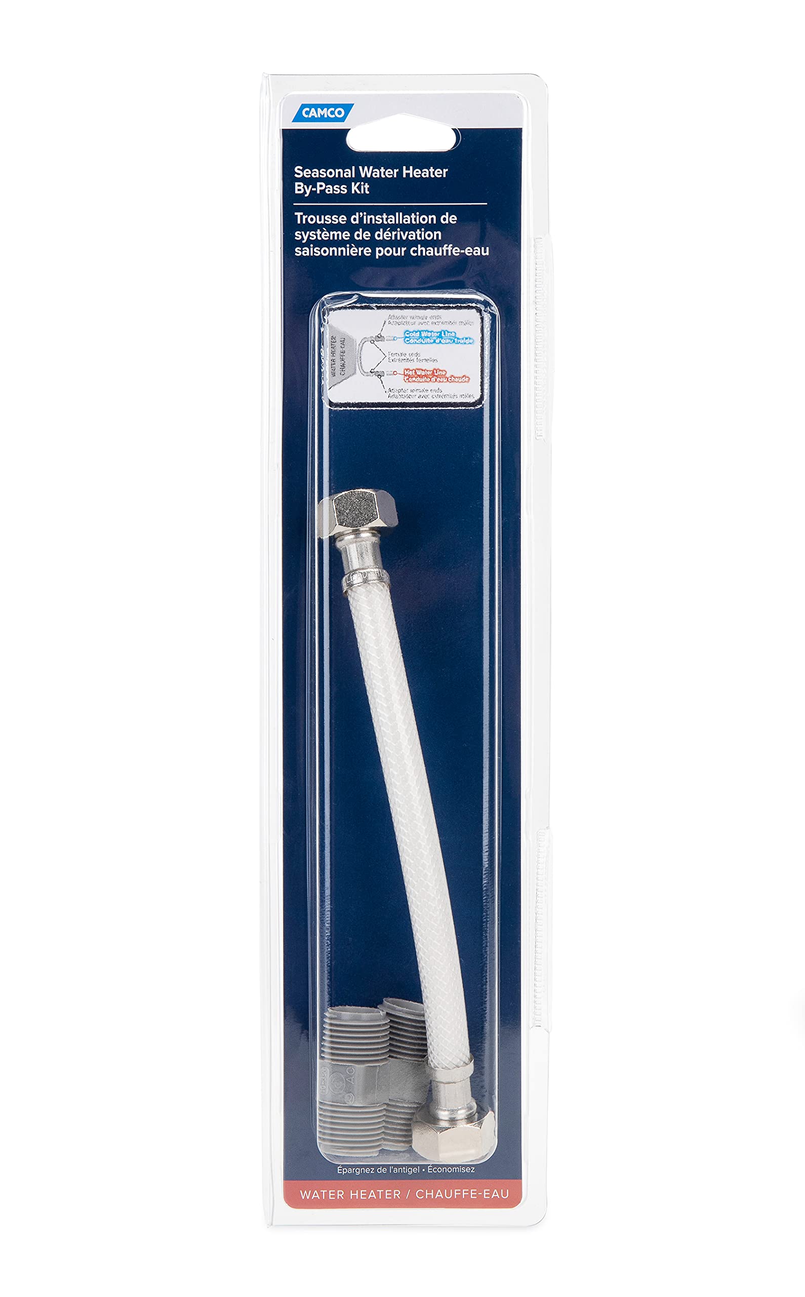 Camco 35713 1/2'' Seasonal Water Heater By-Pass Kit, White