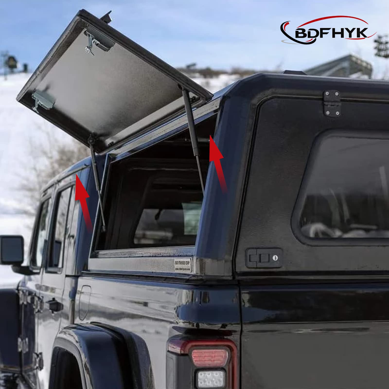 Bdfhyk C16-11028 12 Inch Gas Shocks Struts Lift Supports 40 Lbs/178N For Leer Are Camper Shell Rear Window Side Window Pickup Cab Canopy Door Tool Box, Black C1611028