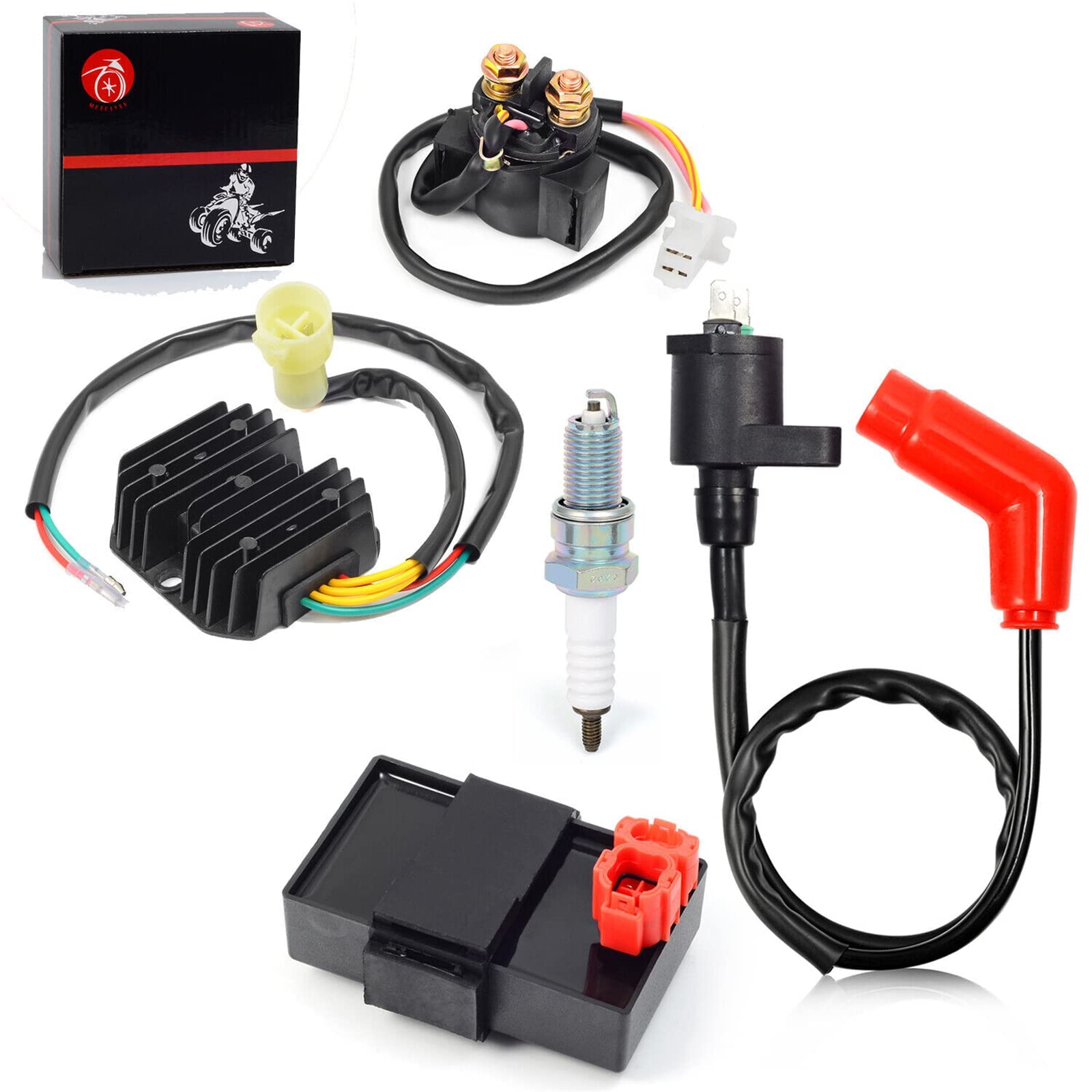 CDI Box Ignition Coil Voltage Regulator Rectifier Relay Kit Compatible with Honda FourTrax 300 TRX300 TRX300FW 1994-1997 30410-H