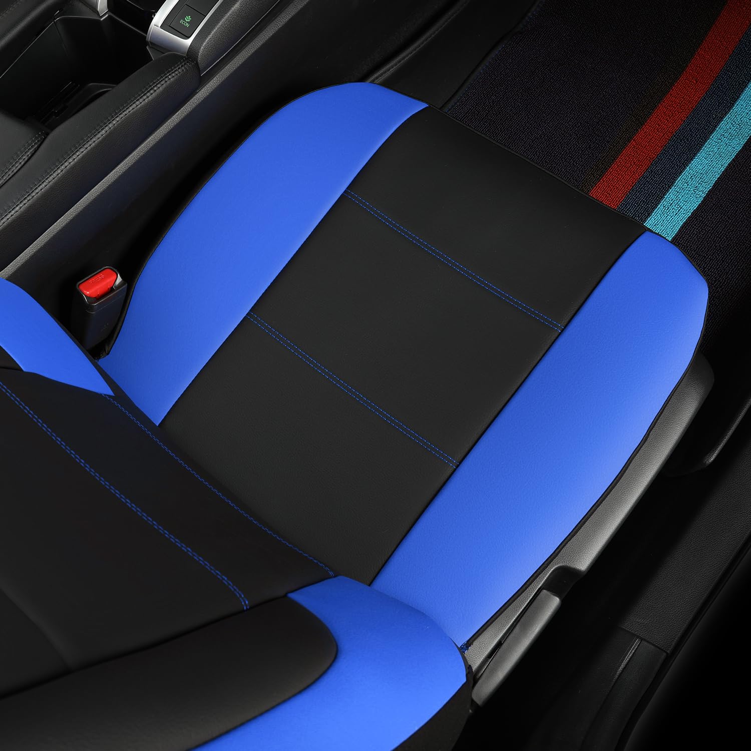 Giant Panda Front Car Seat Cover Customized Fit Chevy Silverado 1500 2500 3500 Trucks Seat Protectors (Blue+Black) 2-Pack