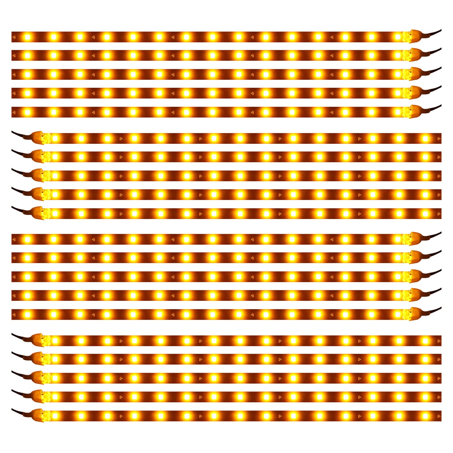 Xtauto Yellow 12V 15 Led 30Cm Car Flexible Waterproof Underbody Light Strip Pack Of 20