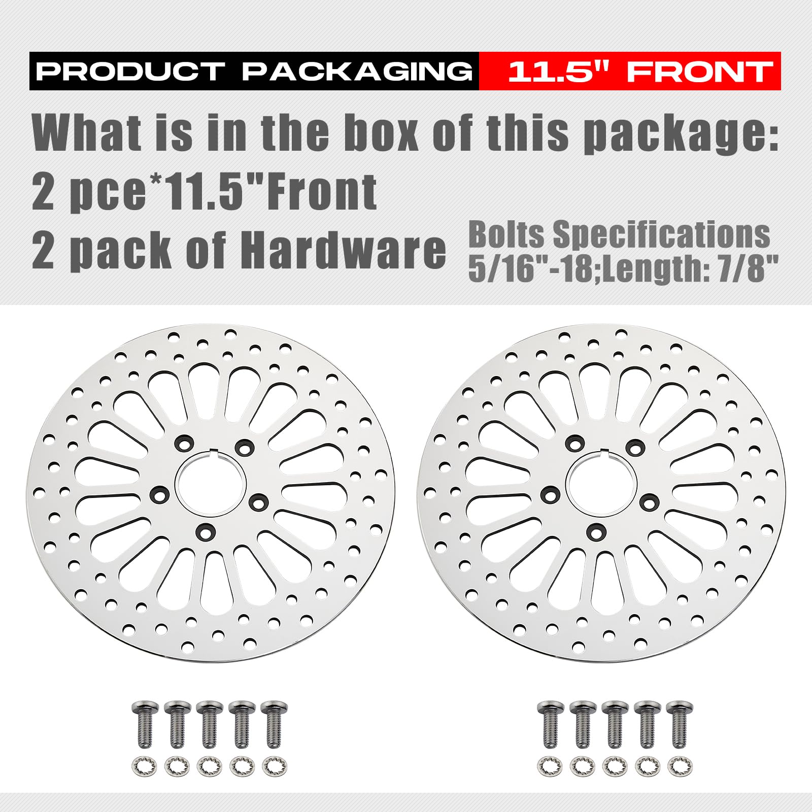 BLCYANUE 11.5'' 2 Piece Front Brake Rotor for Harley Davidson Touring Softail Sportster Dyna Early Super Glide,Mirror-Polished V