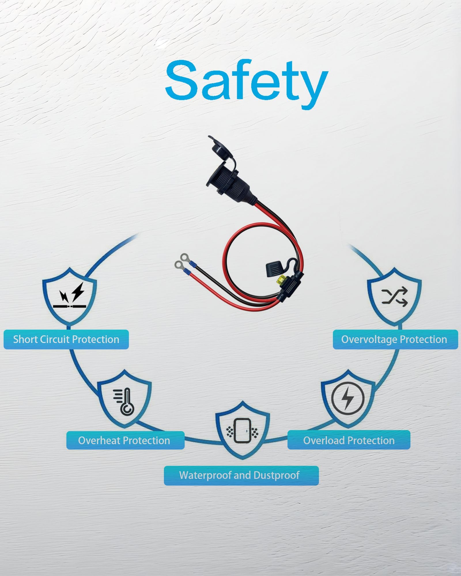 YIWOFUWO 3FT 12V Fixed Thread Cigarette Lighter Socket Extension Cable, 12V Waterproof Outlet Socket Replacement 13AWG Heavy Dut
