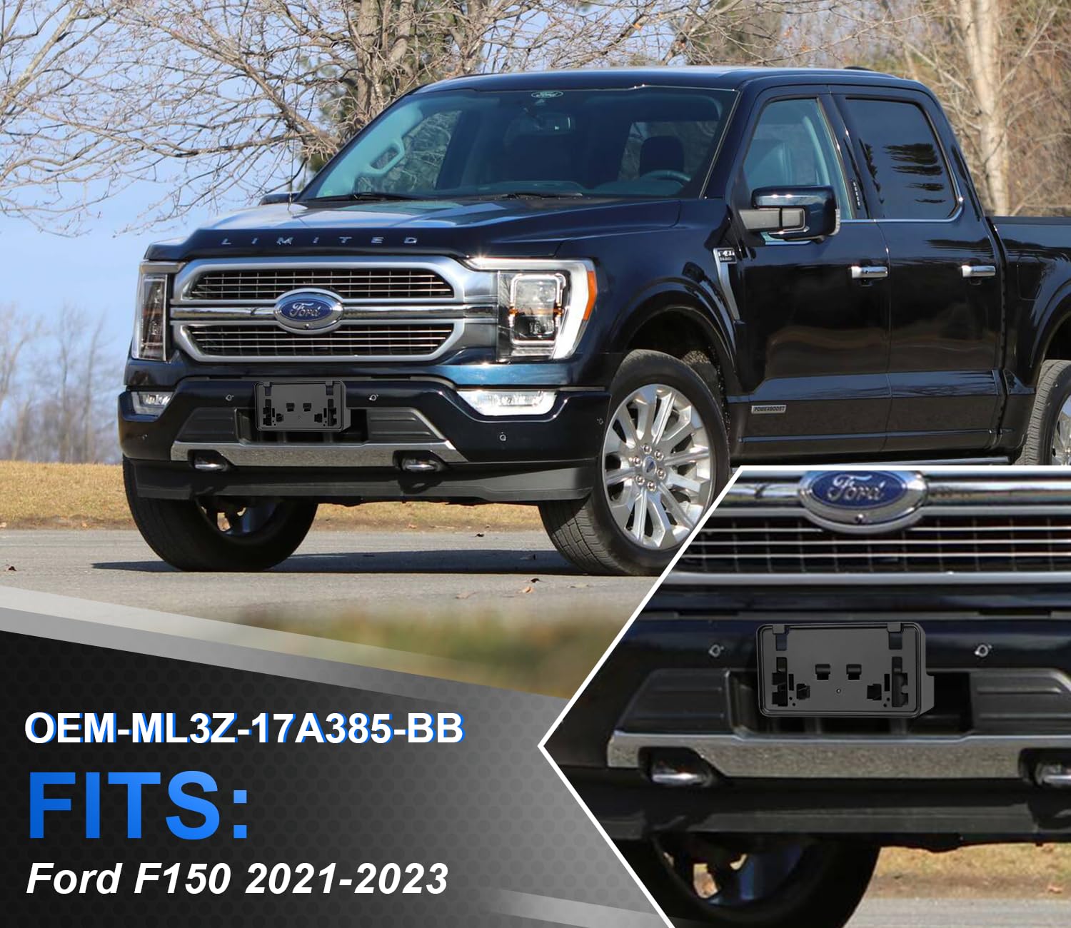 Front License Plate Frame For F150 2021-2023 2.7L 3.0L 3.5L V6 Licence Plate Holder Fits Perfectly With Curvature Of Front Bumpe