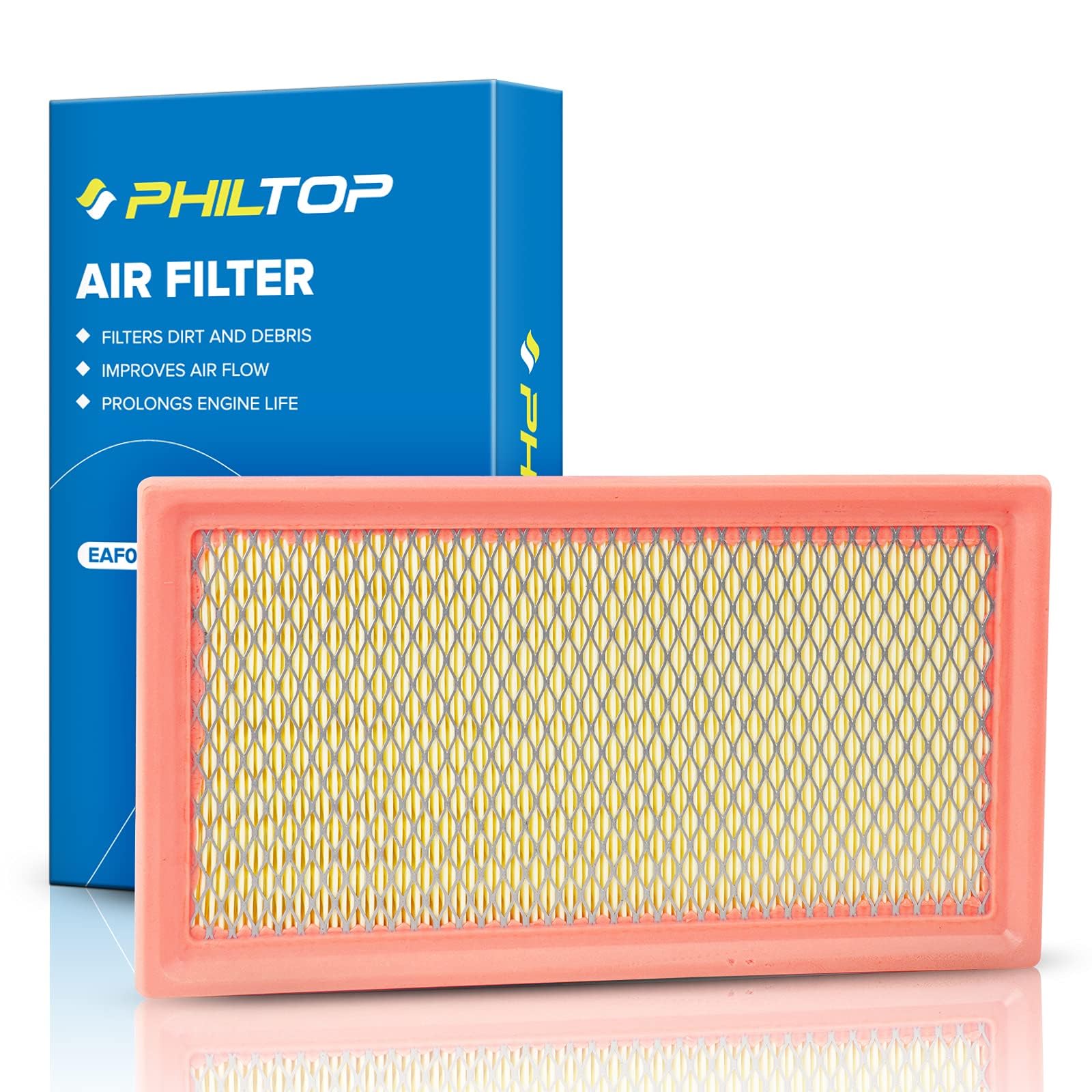 Philtop Engine Air Filter Ca10242 Replacement For Select Ford, Lincoln, Mazda, And Mercury Models, Flexible Panel