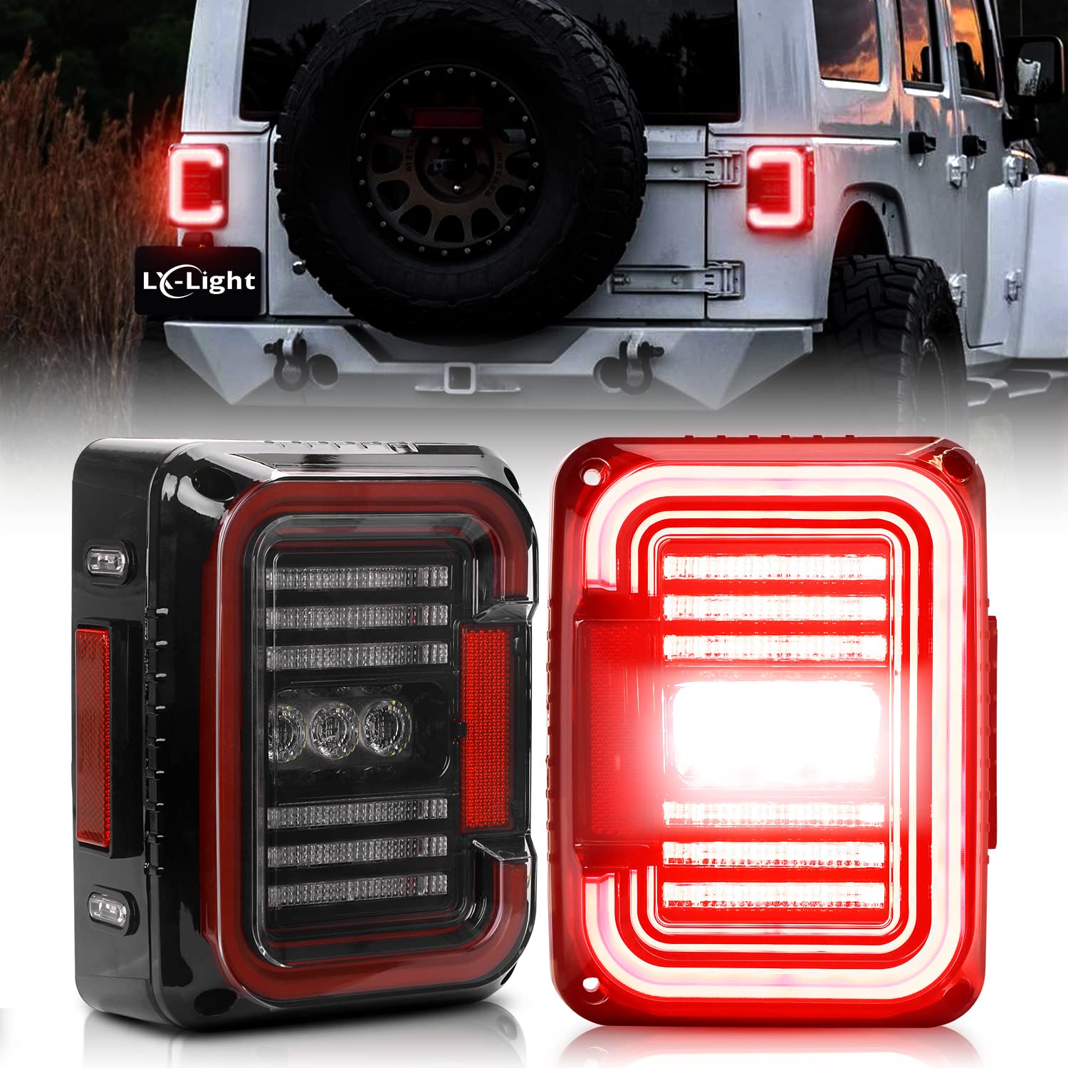 Dot Approved Led Tail Lights Super Bright 20W Reverse Lights With Emc Compatible With Jeep Wrangler Jk&Jku 2007-2017 Brake Rever