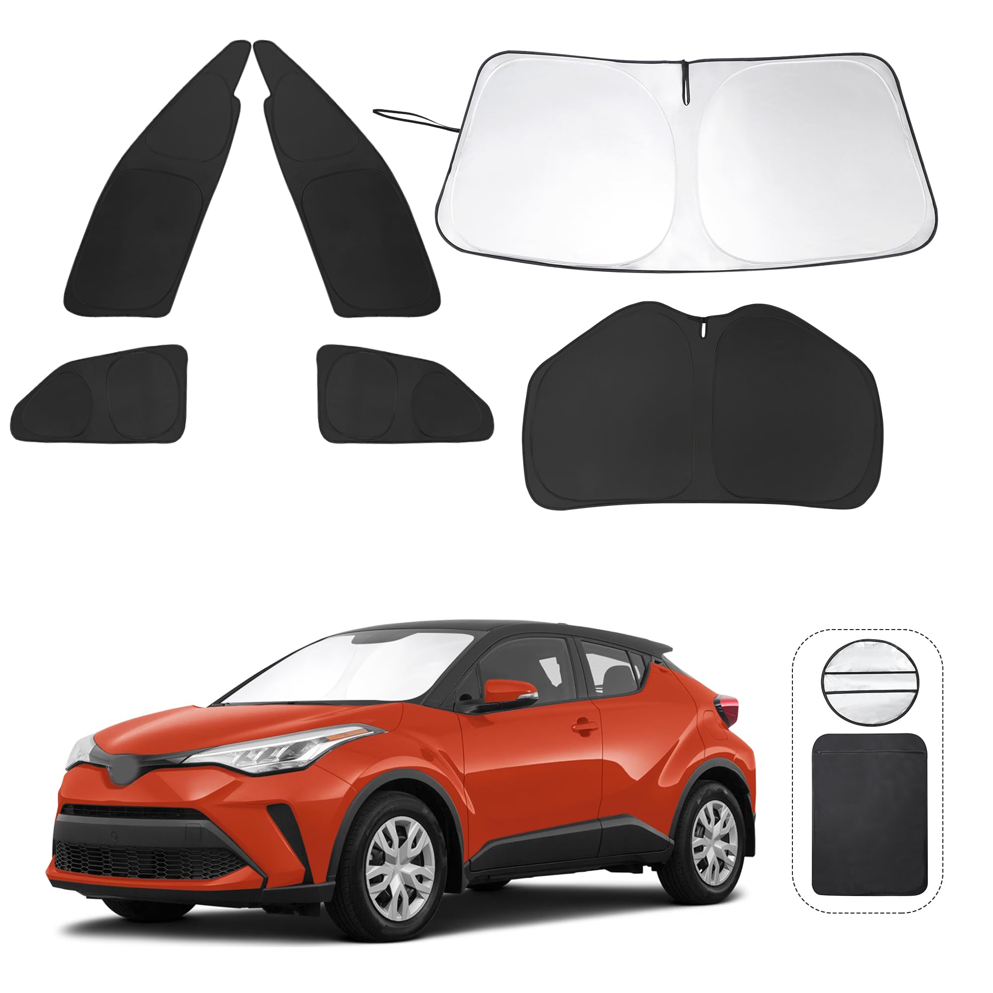 6Pcs Yycke Window Shades For Chr 2018-2023 Ch-R For Toyota Accessories Side Full Windows Windshield Sun Shade Sun Uv Rays & Priv