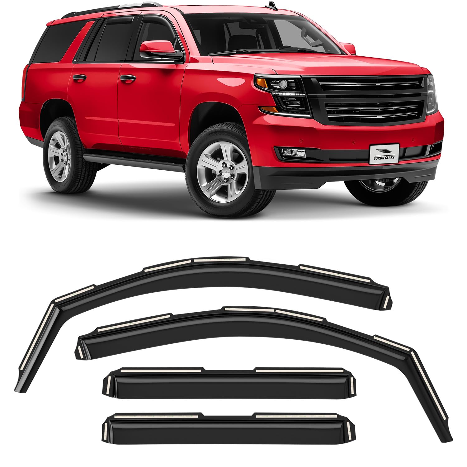 Voron Glass In-Channel Extra Durable Rain Guards For Chevy Tahoe 2015-2020, Window Deflectors, Vent Window Visors, 4 Pieces - 20