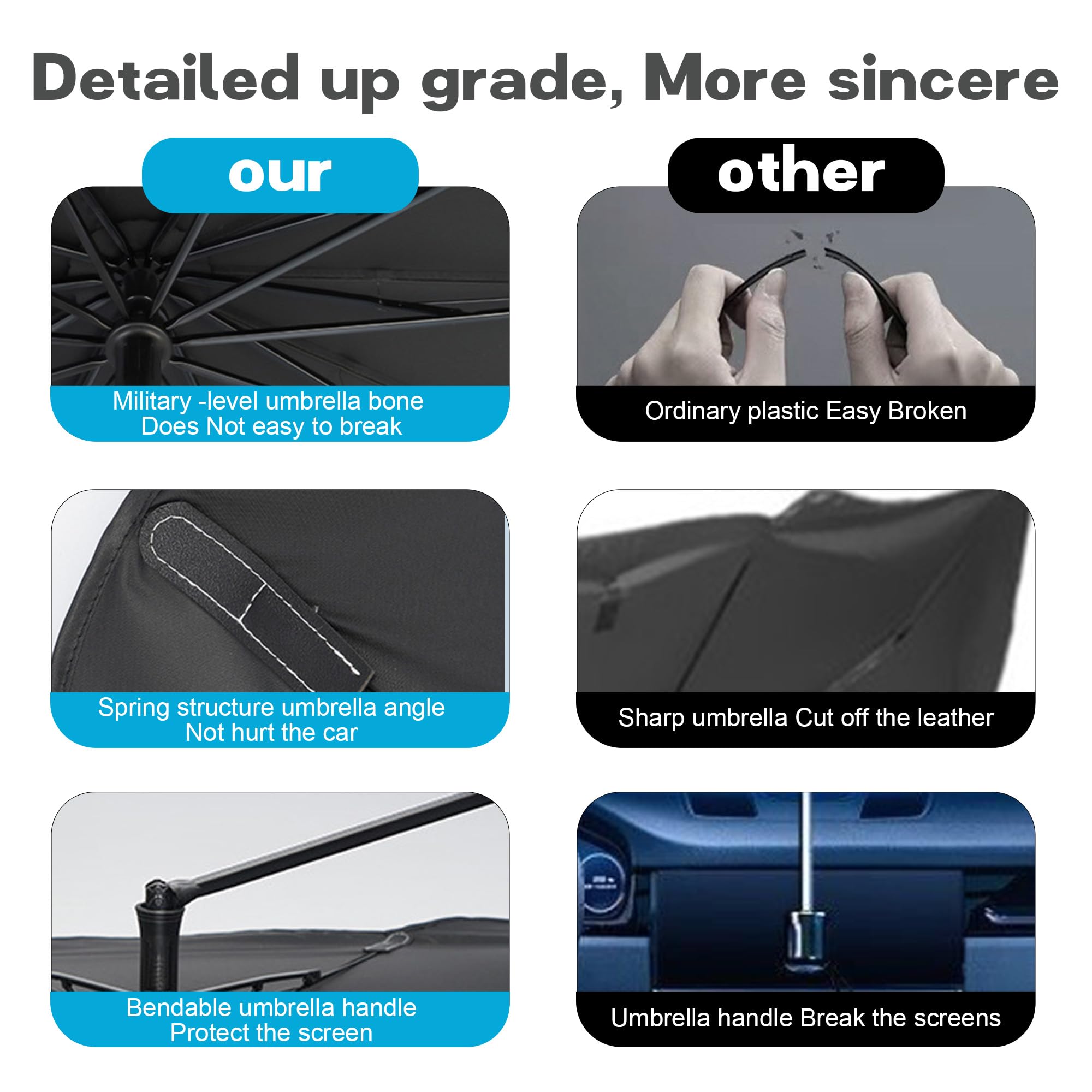 Windshield Sun Shade Umbrella, Portable Foldable, Spring Structure Wind Shield, Front Window Sunshade, Protect from Sun Rays Car