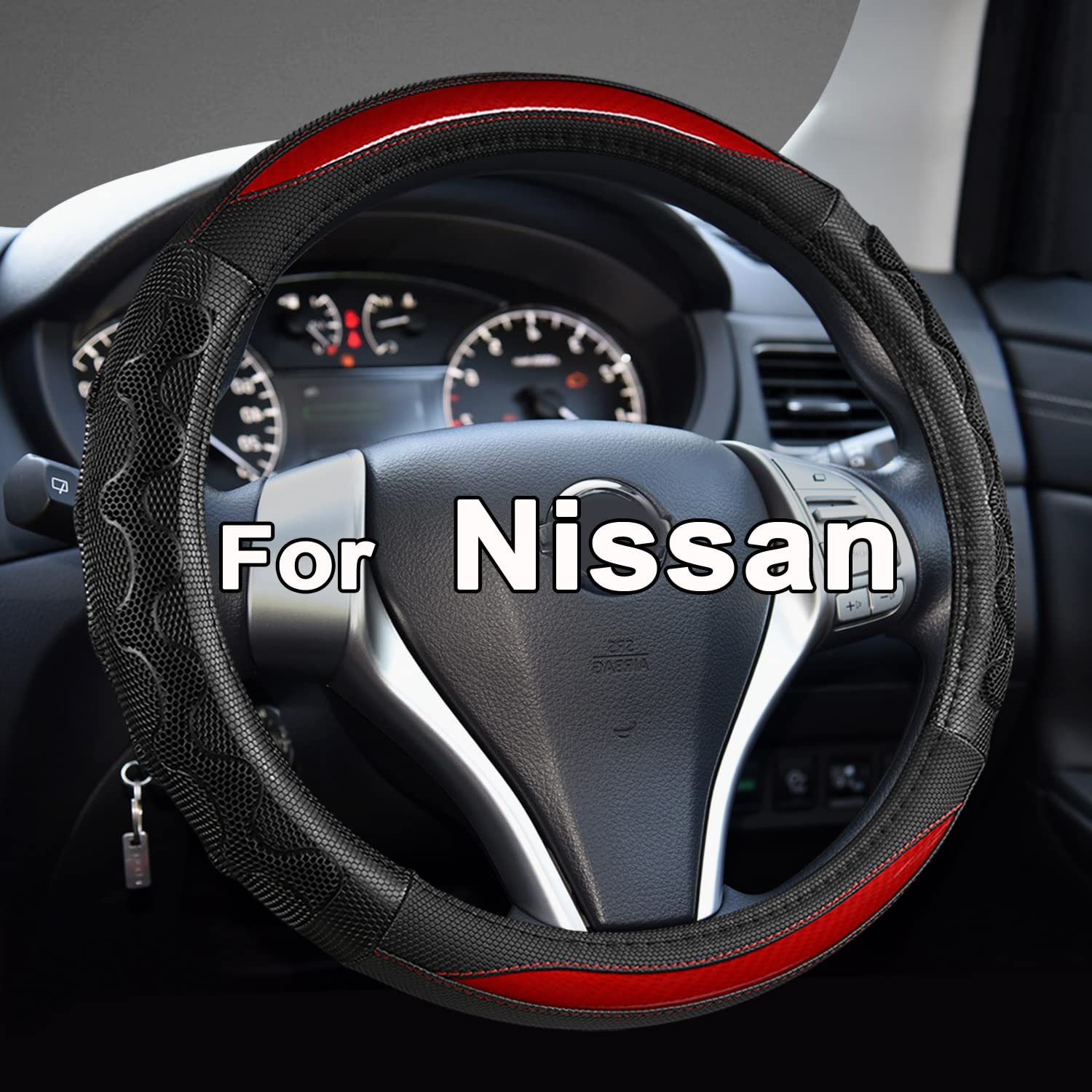 Giant Panda Steering Wheel Cover For Nissan Rogue - Car Steering Wheel Cover For Nissan Altima Sentra(Red-Round-Shaped)