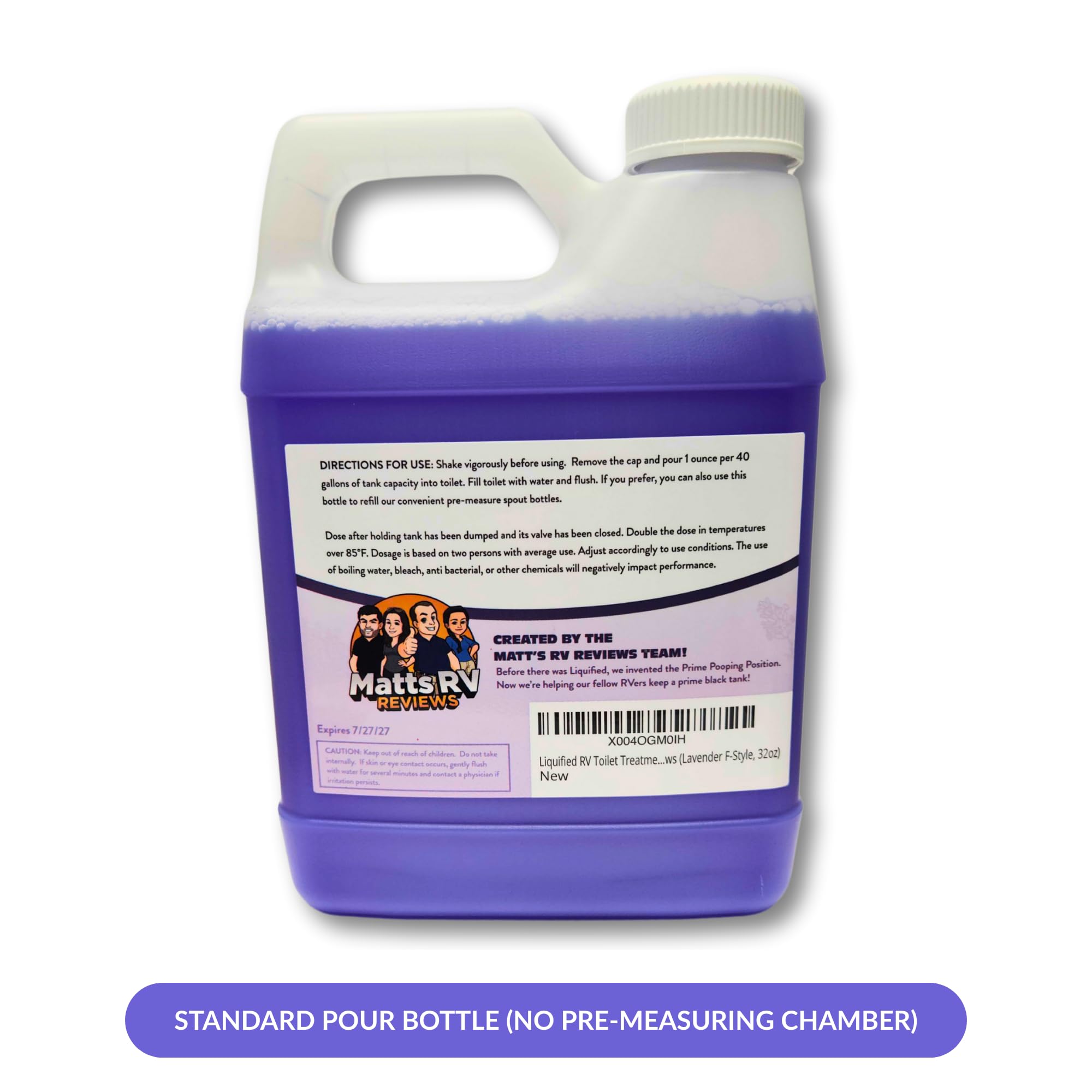 Liquified Rv Toilet Treatment - Lavender, 32Oz Standard Pour Bottles (3-Pack) - Septic Safe Holding Tank Cleaner, Waste Dissolve