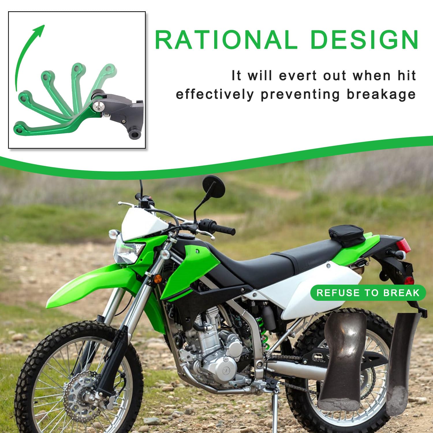 IUVWISN Adjustable CNC Motorcycle Brake Clutch Lever Set for KLX 300/230/125/250 - Green, Perfect for Dirt Pit Bikes 20-24