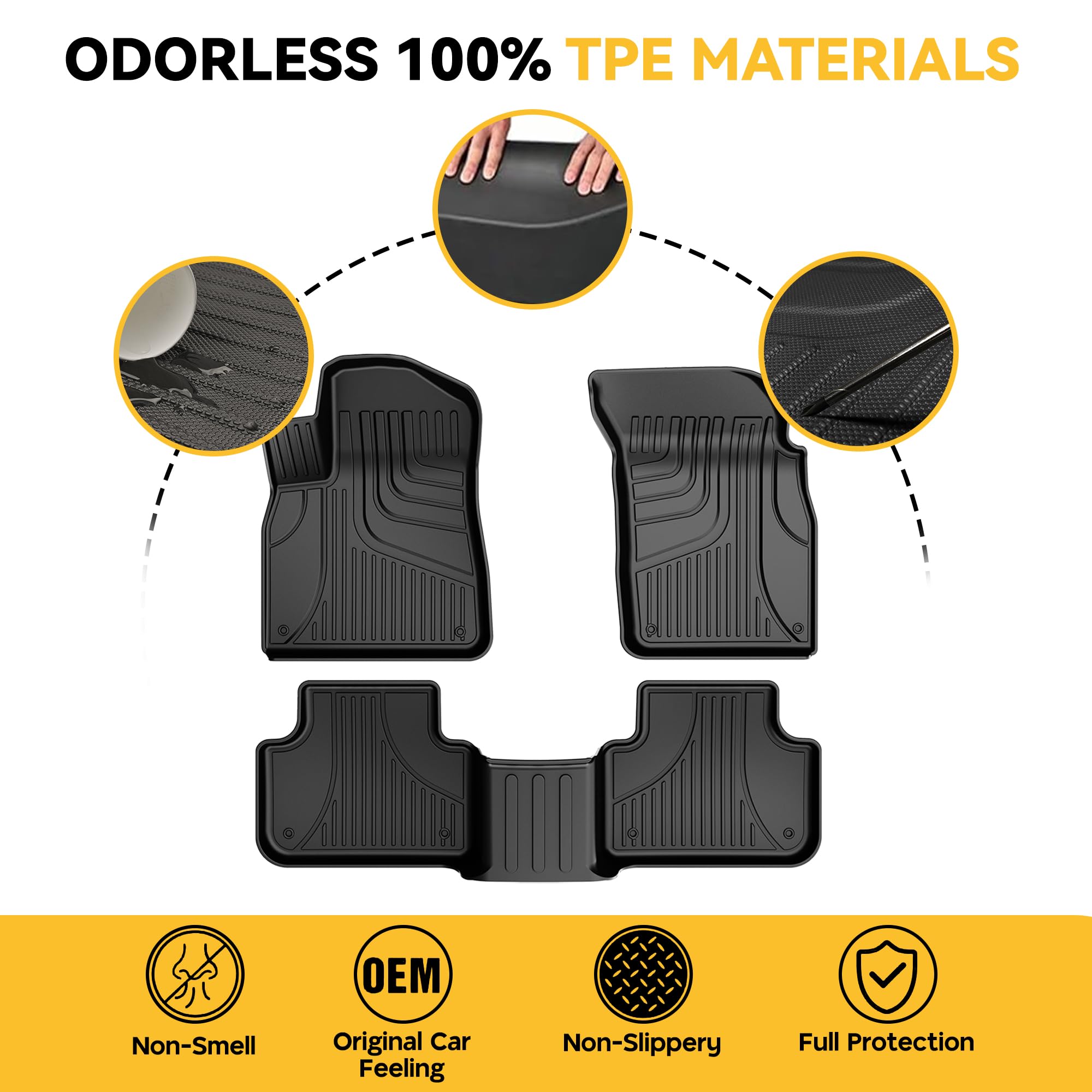 Aomsazto Floor Mats Fit For 2017-2025 Audi Q7/Sq7 & 2019-2025 Audi Q8 - Custom Fit Tpe All Weather Protection Floor Liners 1St A