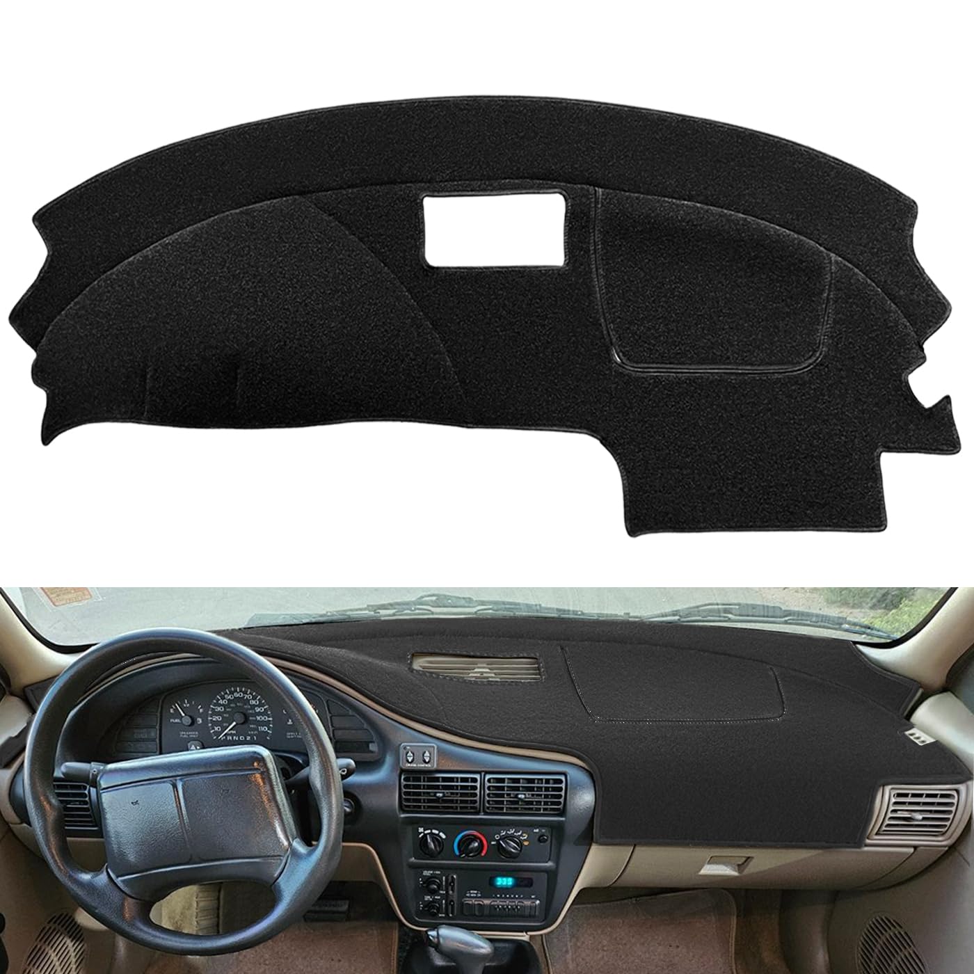 Dashboard Cover Dash Cover Mat Pad Carpet Custom Fit for Chevy Chevrolet Cavalier 1995-2005 (Black) Y46