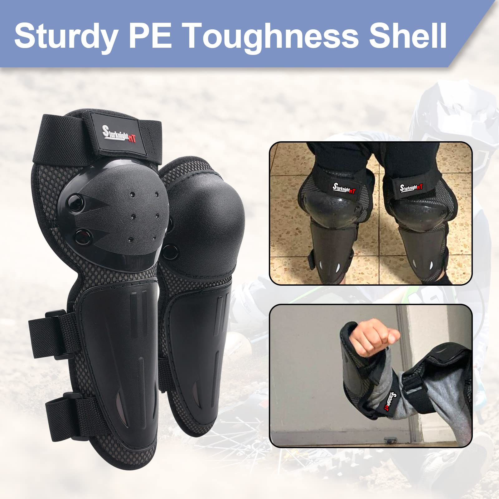 Kids Dirt Bike Elbow Knee Pads,StarknightMT Protective Shin Guards Gear Set for Youth Motorcycle Motocross Mountain Biking Skate