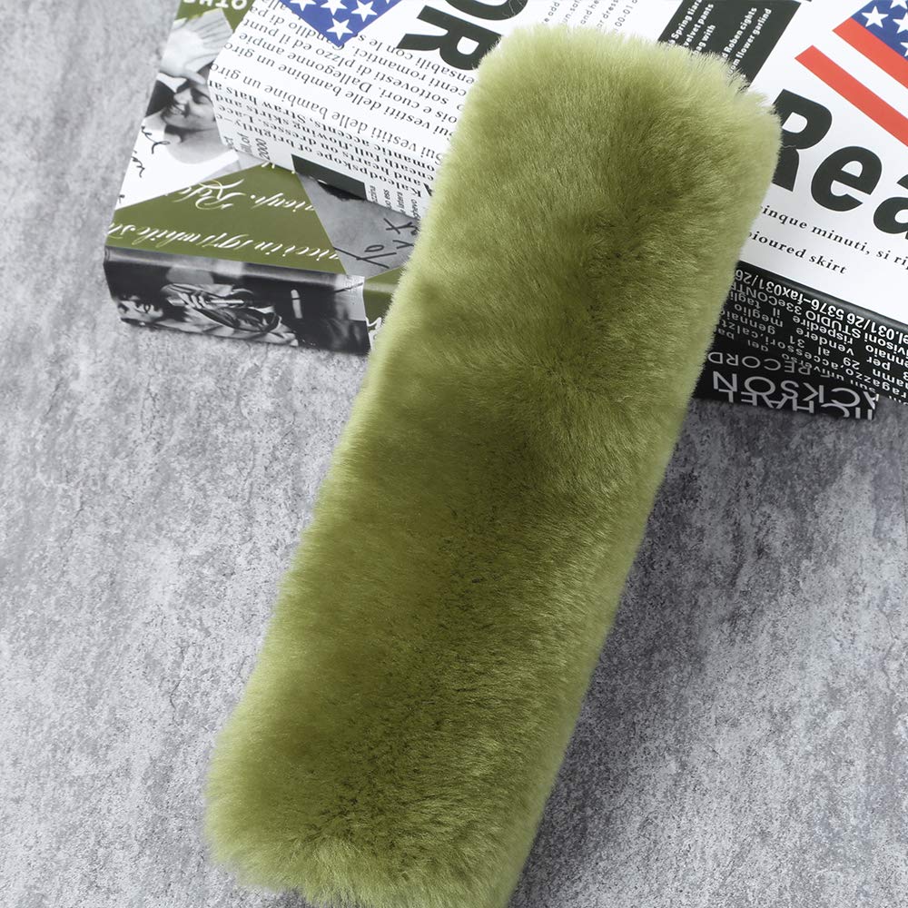 OGLAND Genuine Sheepskin Soft Fuzzy Car Seat Belt Pad, Comfy Fluffy Seatbelt Cover for Shoulder Pad Neck Cushion Protector Car A