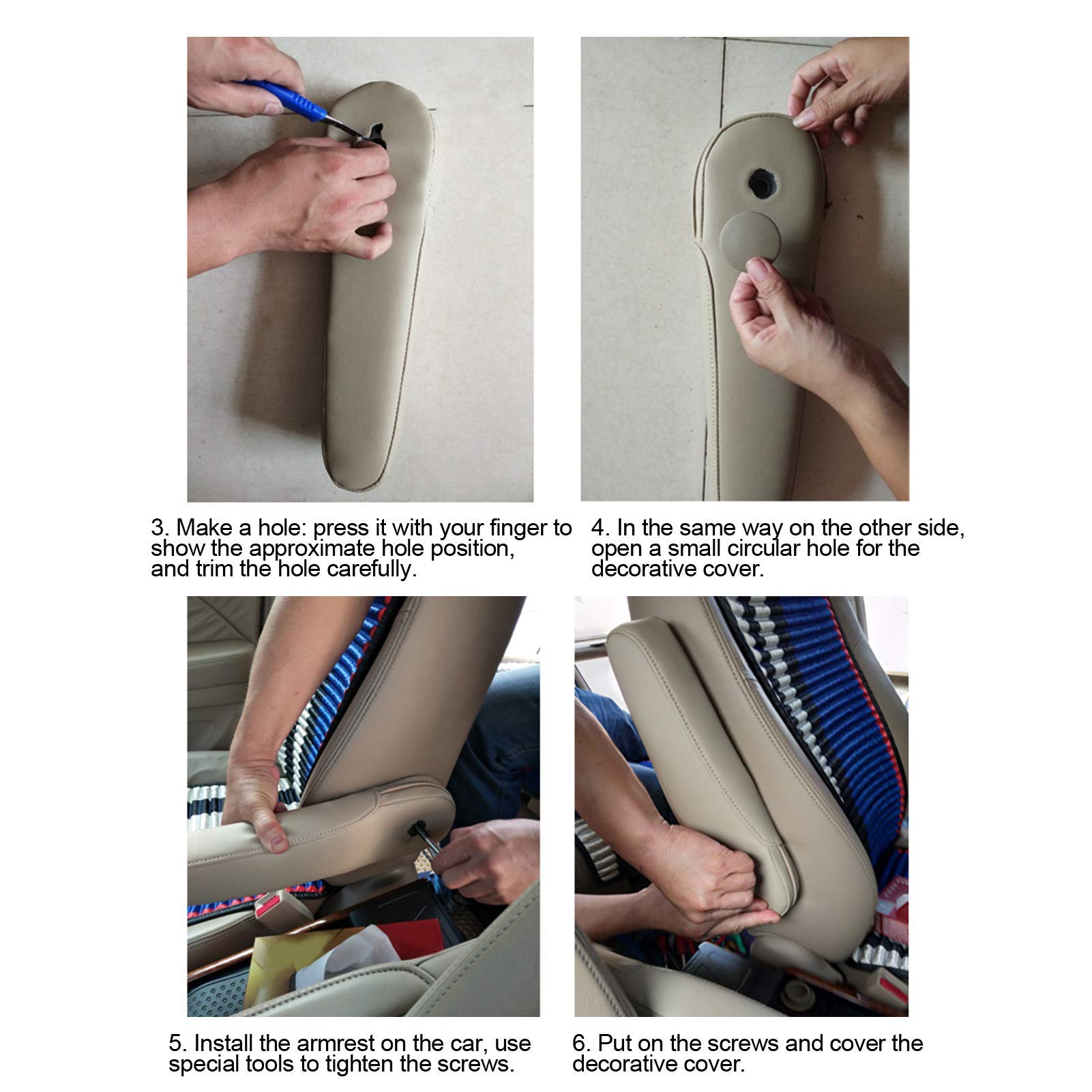 2Pcs Car Seat Armrest Handle Cover, Microfiber Leather Seat Armrest Car Interior Accessory Fit for CRV 2010-2017(Black)