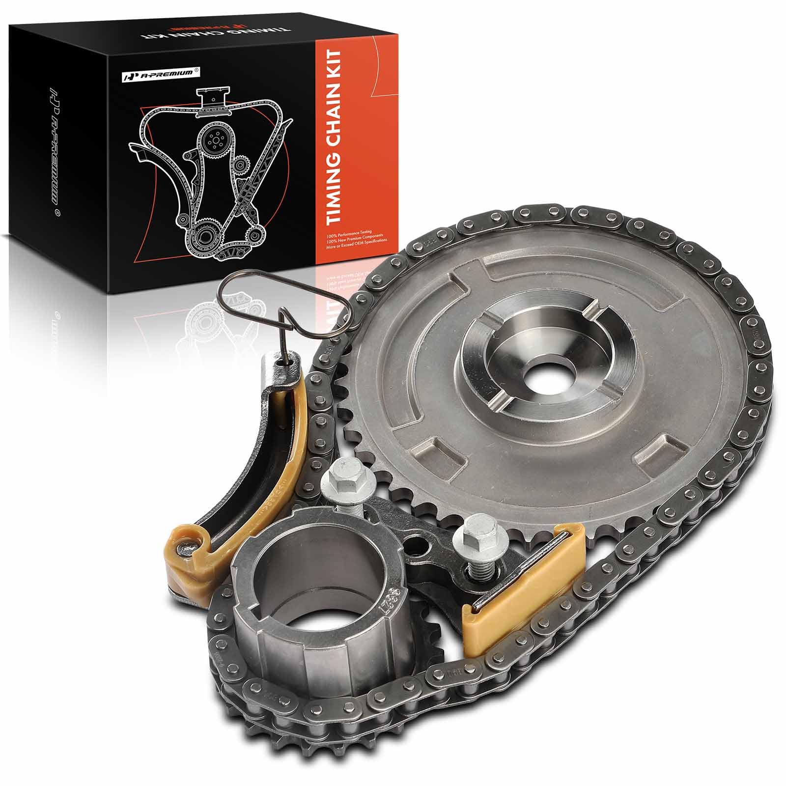 A-Premium Engine Timing Chain Kit W/Tensioner [OHV 8Cyl 4.3 4.8 5.3 6.0 6.2L] Compatible with Chevy, GMC, Hummer, Saab, Pontiac,