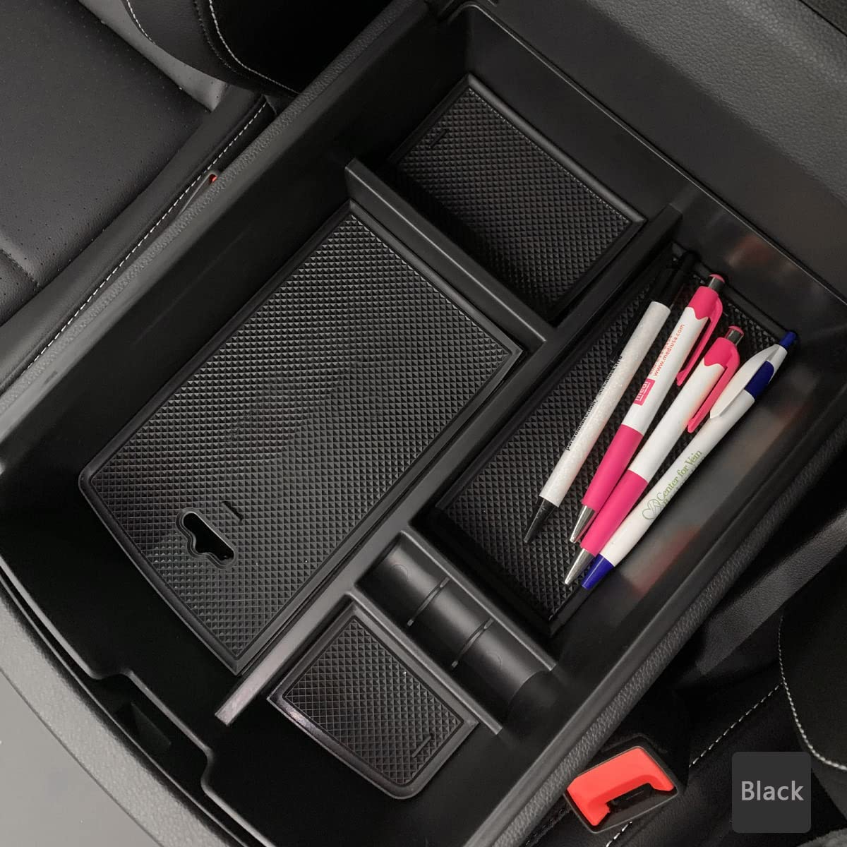 Edbetos Center Console Organizer Tray Compatible With Atlas Accessories 2018 2019 2020 2021 2022 2023 Secondary Armrest Storage Glove Box Divider Abs Black Materials (Black Trim)