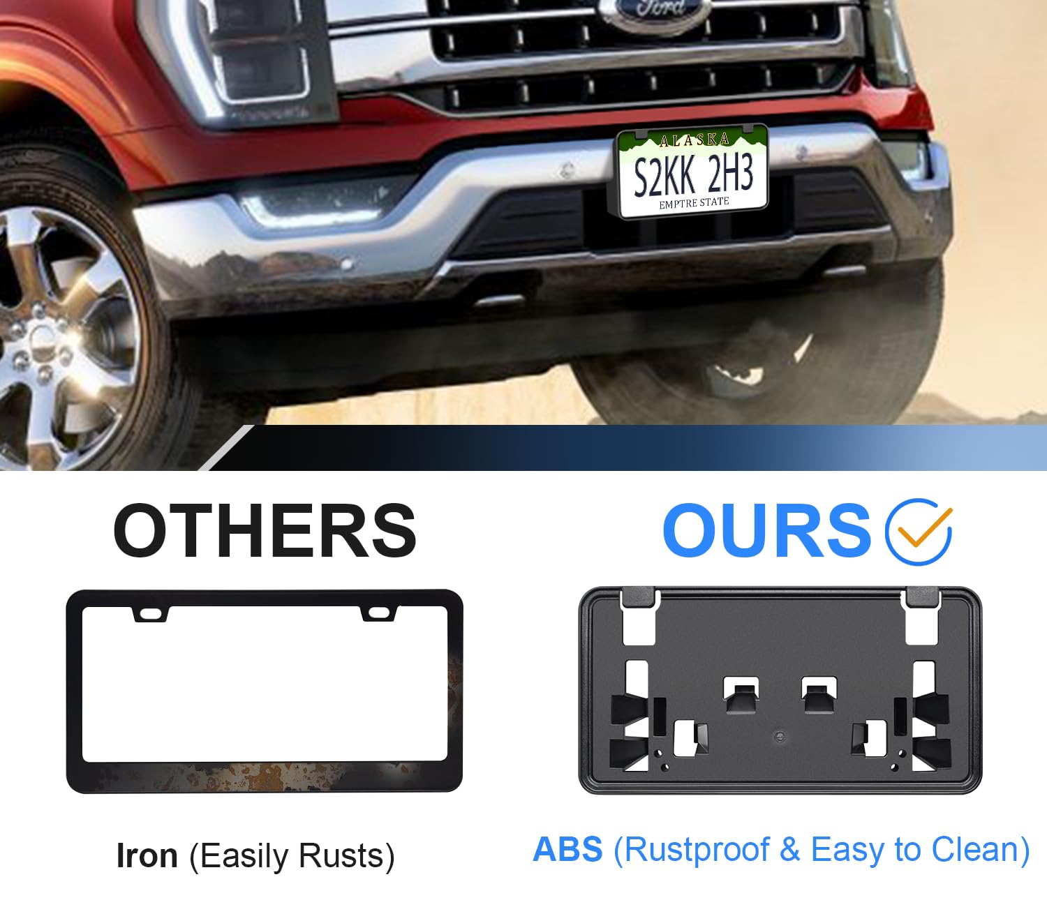 Front License Plate Frame For F150 2021-2023 2.7L 3.0L 3.5L V6 Licence Plate Holder Fits Perfectly With Curvature Of Front Bumpe