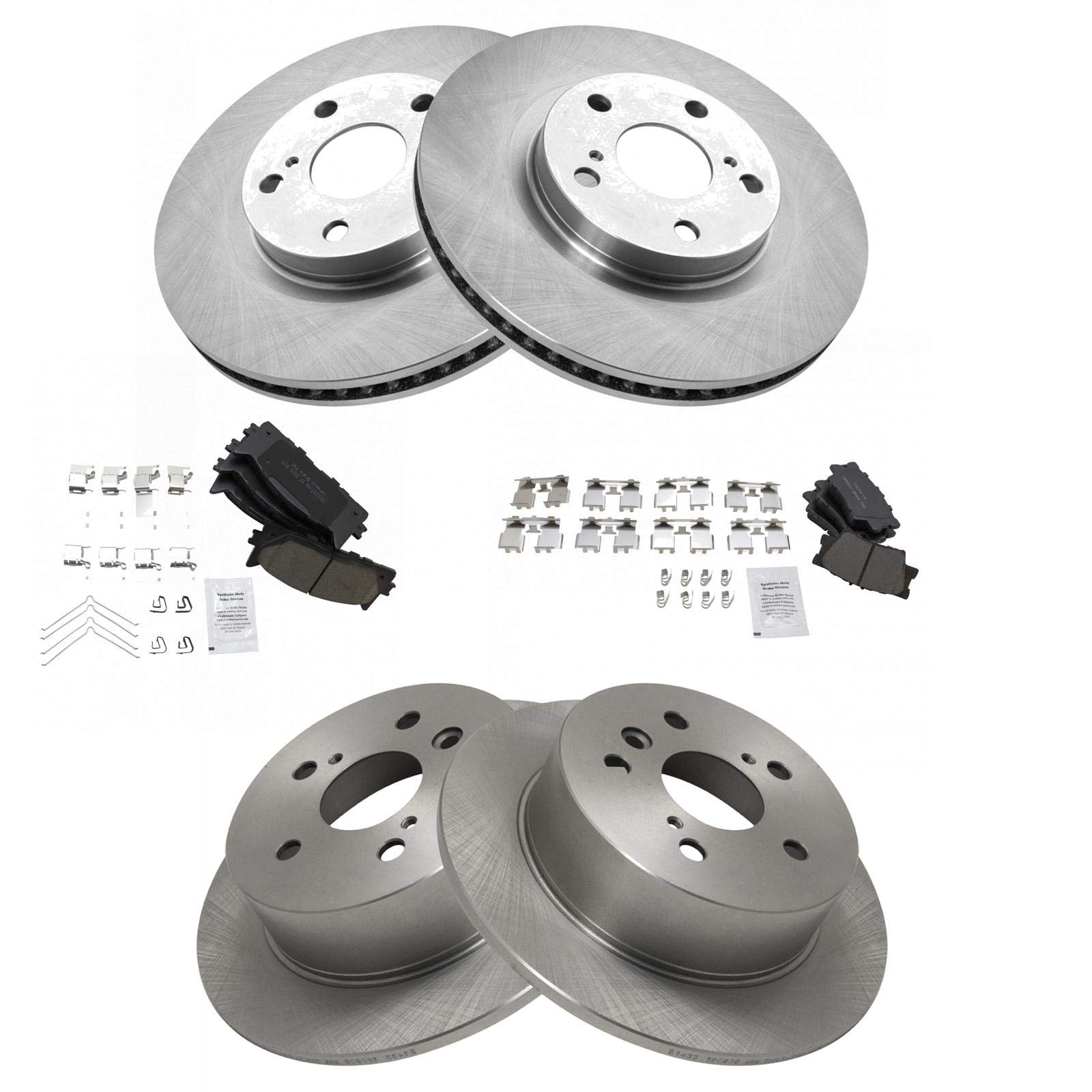Trq Front And Rear Brake Pad & Rotor Kit Brake Pads Brake Rotor Ceramic Compatible With 2007-2012 Lexus Es350 2008-2012 Toyota A