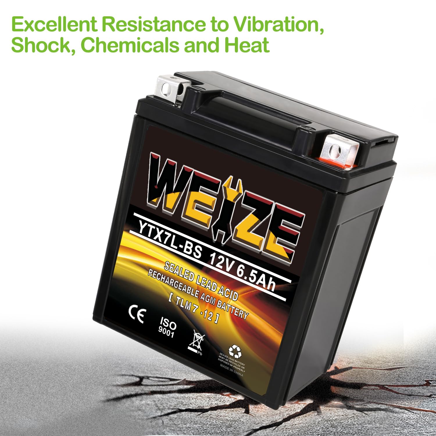 Weize Ytx7L Bs 100Cca Atv Battery High Performance - Maintenance Free - Sealed Agm Ytx7L-Bs Motorcycle Battery Compatible With H