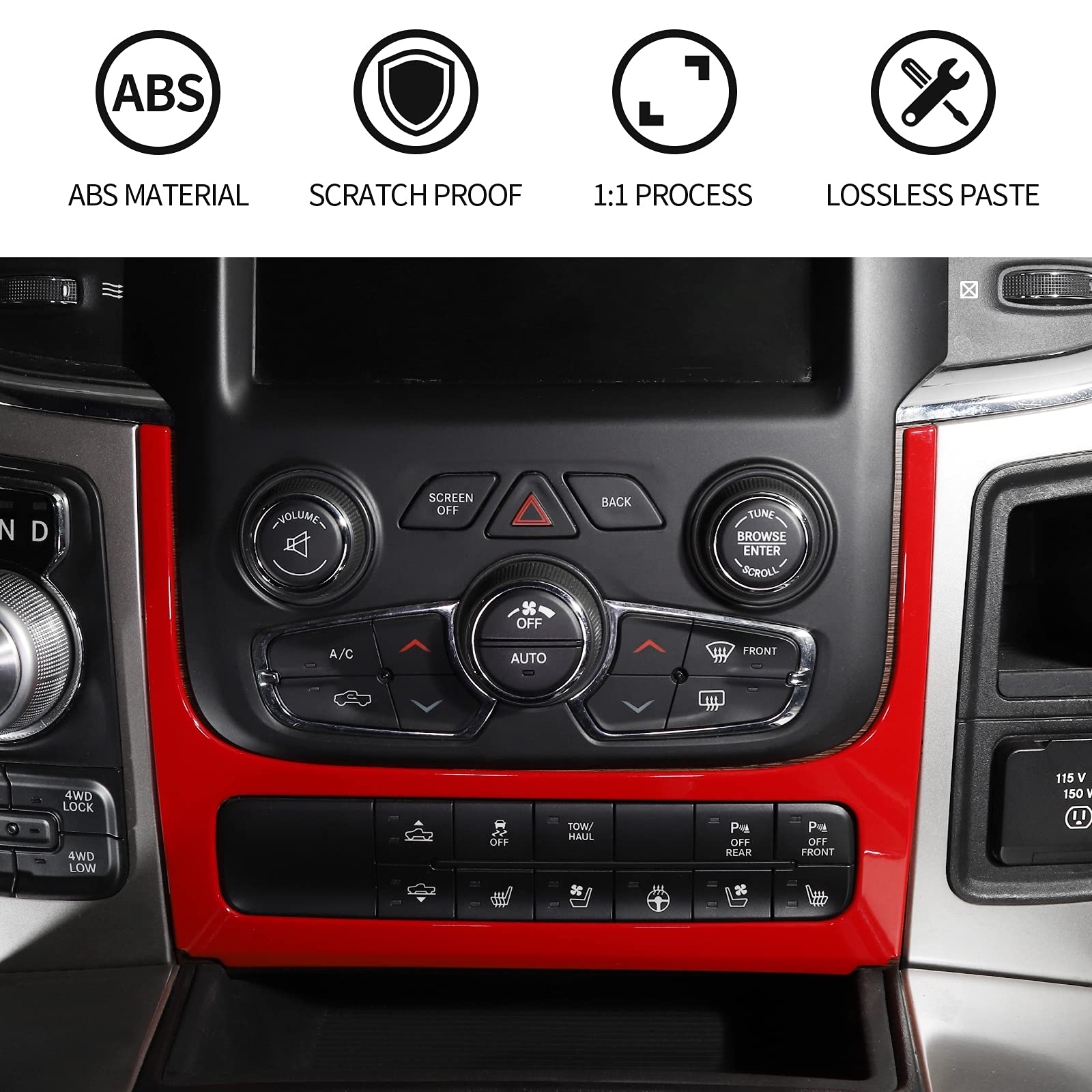 Rt-Tcz For Ram Dash Switch Panel Trim Cover Bezel For Dodge Ram 2012-2017 Red Interior Accessories