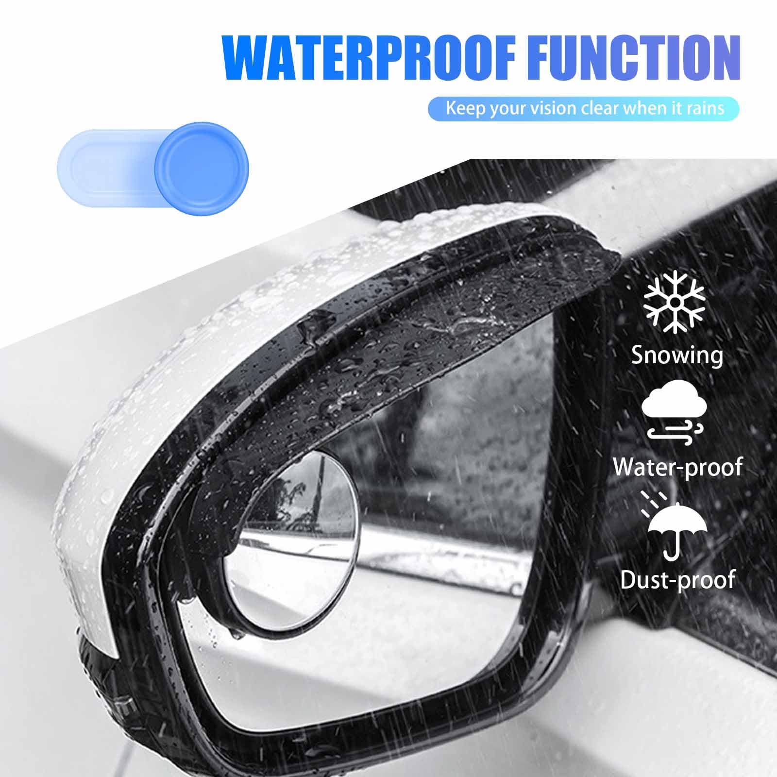 Qodolsi 2 Pcs Car Rearview Blind Spot Mirror Rain Eyebrow Integrated, 2-In-1 Carbon Fiber Rain Eyebrow Reflective Protection Shield, Adjustable Expanded View Reversing Mirror, Universal Car (Black)