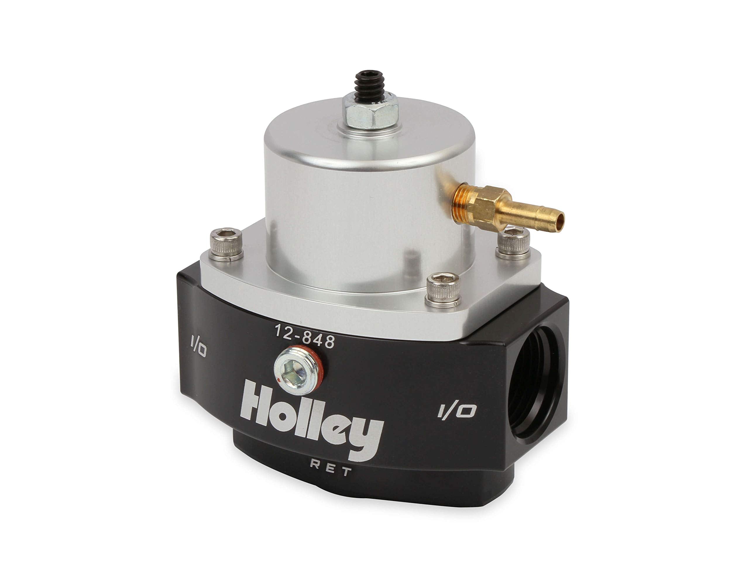 Holley 12-848 10An Inlet / Outlet 8An Return 40-70 Psi Billet Fuel Pressure Regulator, Black Anodized