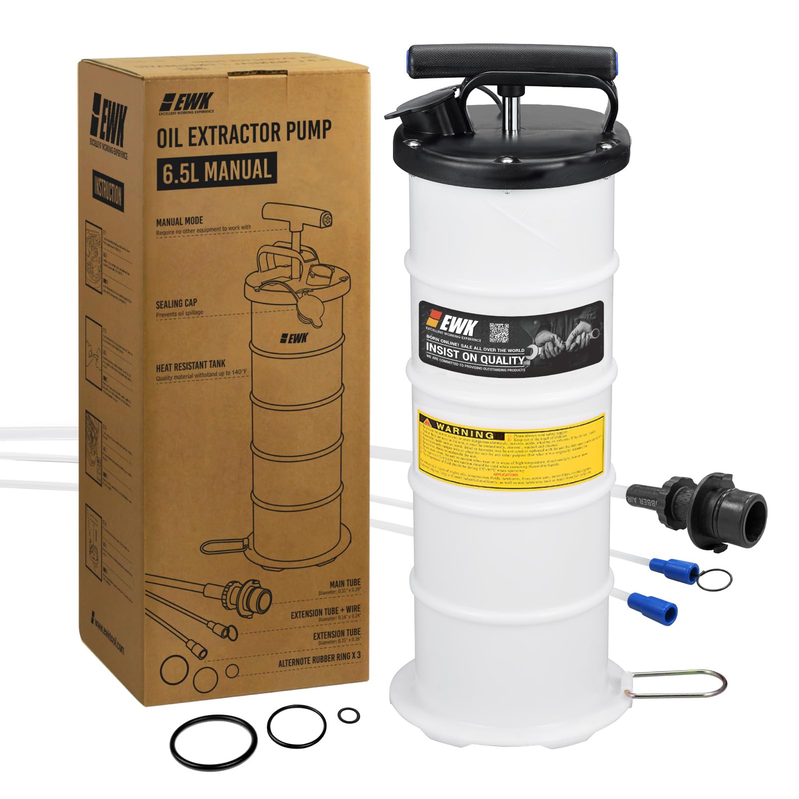 Ewk 6.5L Manual Oil Extractor Change Pump For Automotive Fluids Vacuum Evacuation