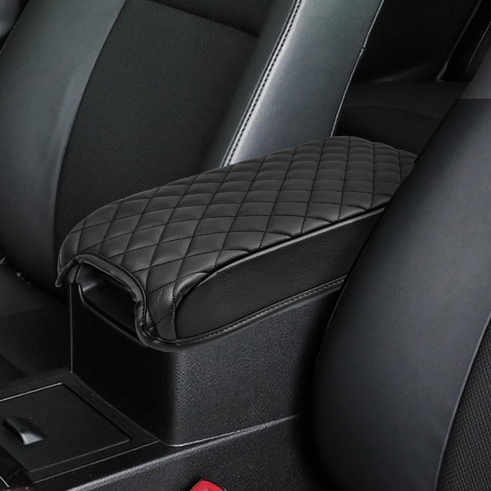 Kbh Center Console Cover For Toyota Camry 2012 2013 2014 2015 2016 2017, Vinyl Leather Trim, Car Armrest Protector Cushion, Anti