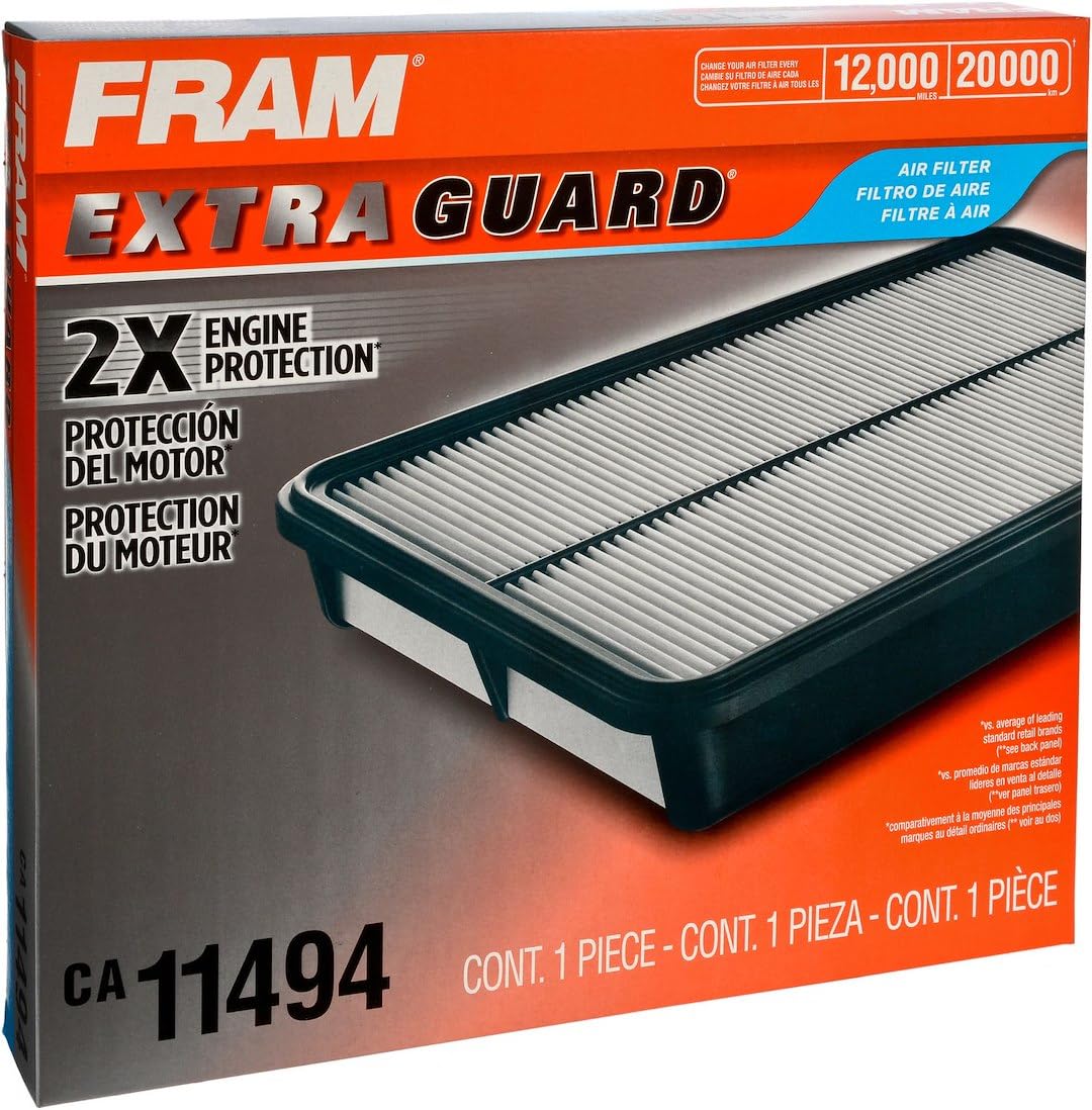 FRAM Extra Guard CA11494 Replacement Engine Air Filter for Select Cadillac and Chevrolet Models, Provides Up to 12 Months or 12,