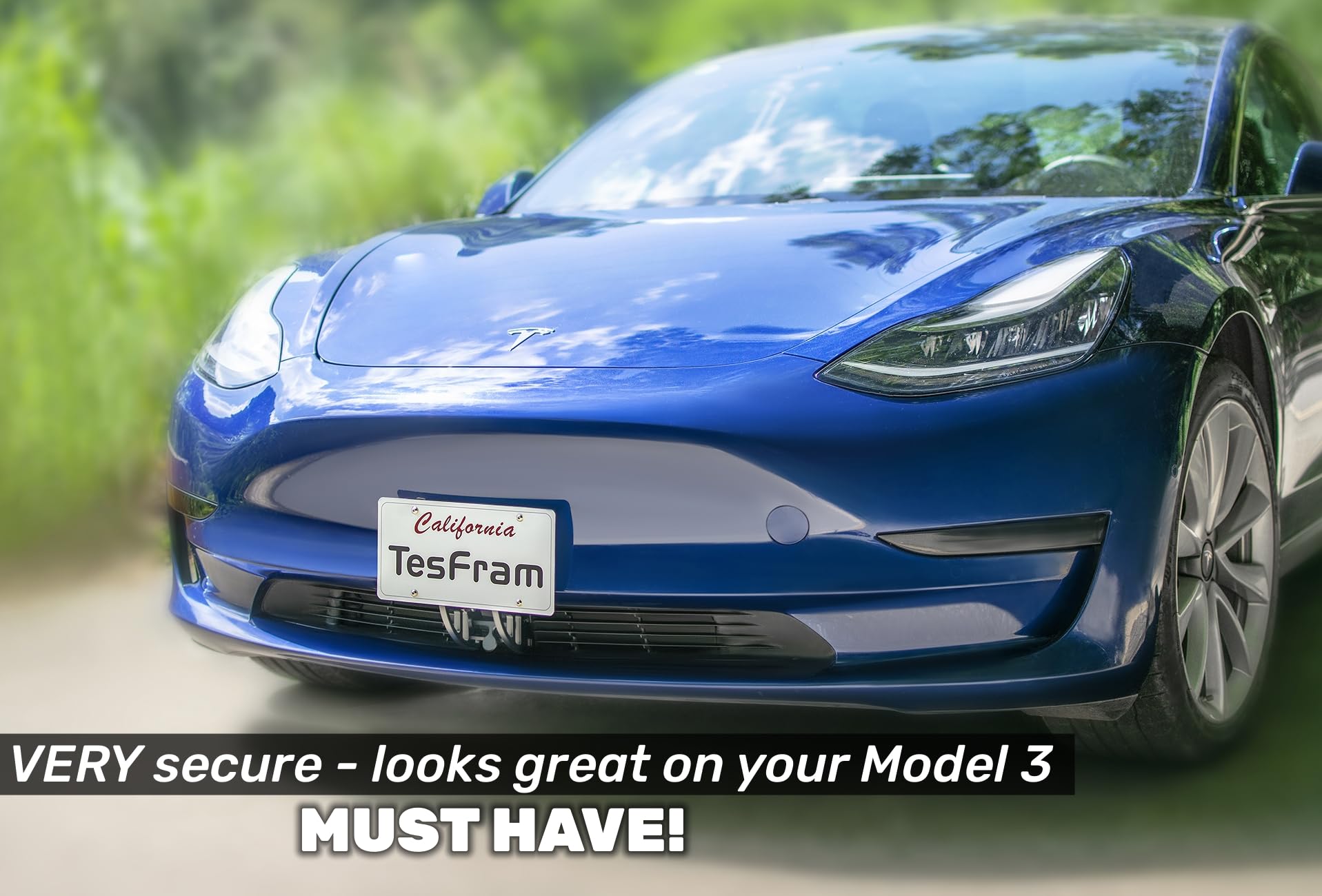 Tesfram 2023-2017 Model 3 License Plate Mount, Height-Adjustable & No Drilling Front License Plate Holder With Anti Theft Featur