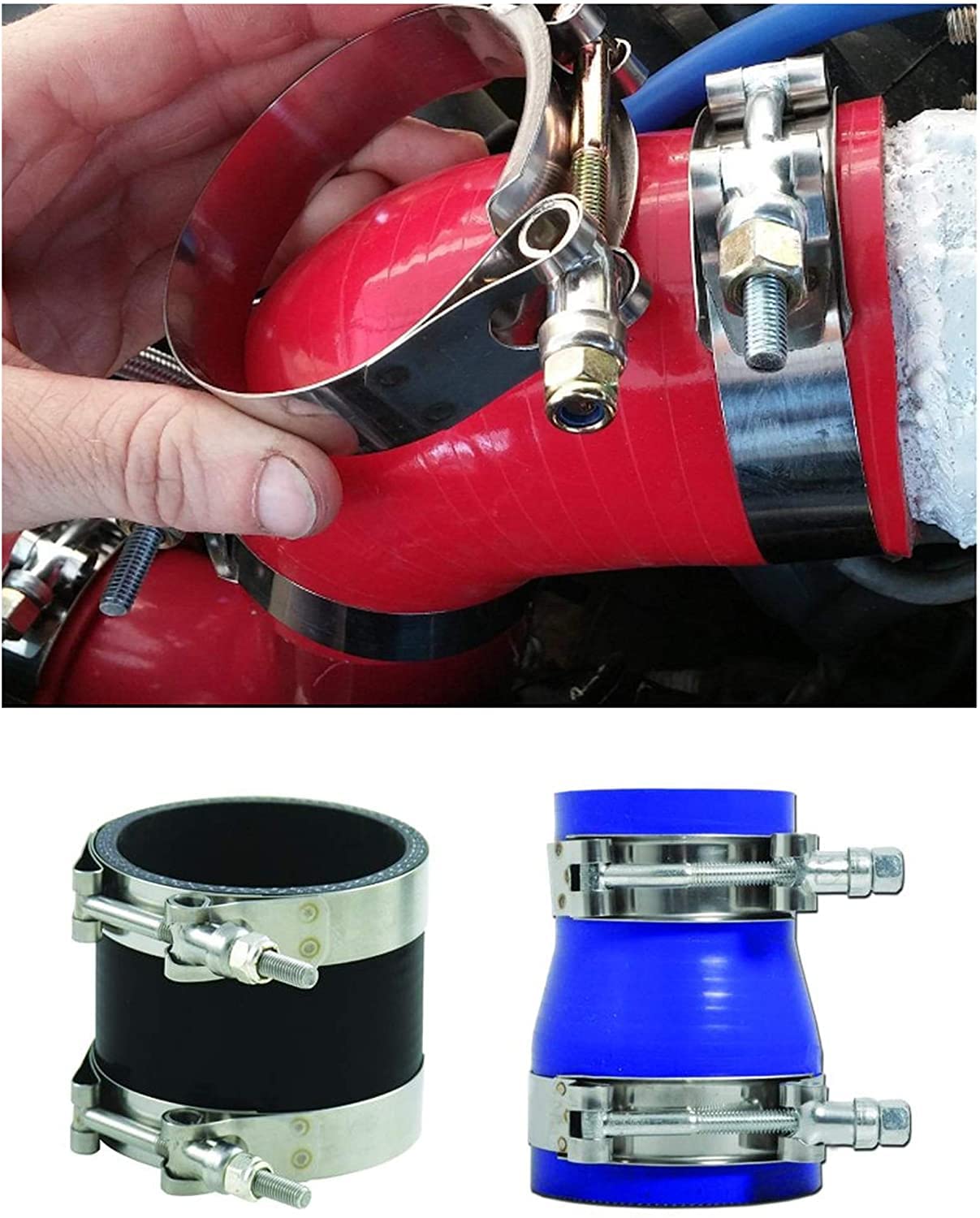 10X 2 Inch 57mm - 65mm Stainless Steel T-Bolt Clamps Turbo Intake Intercooler Clamp (10Pcs 2 inch)