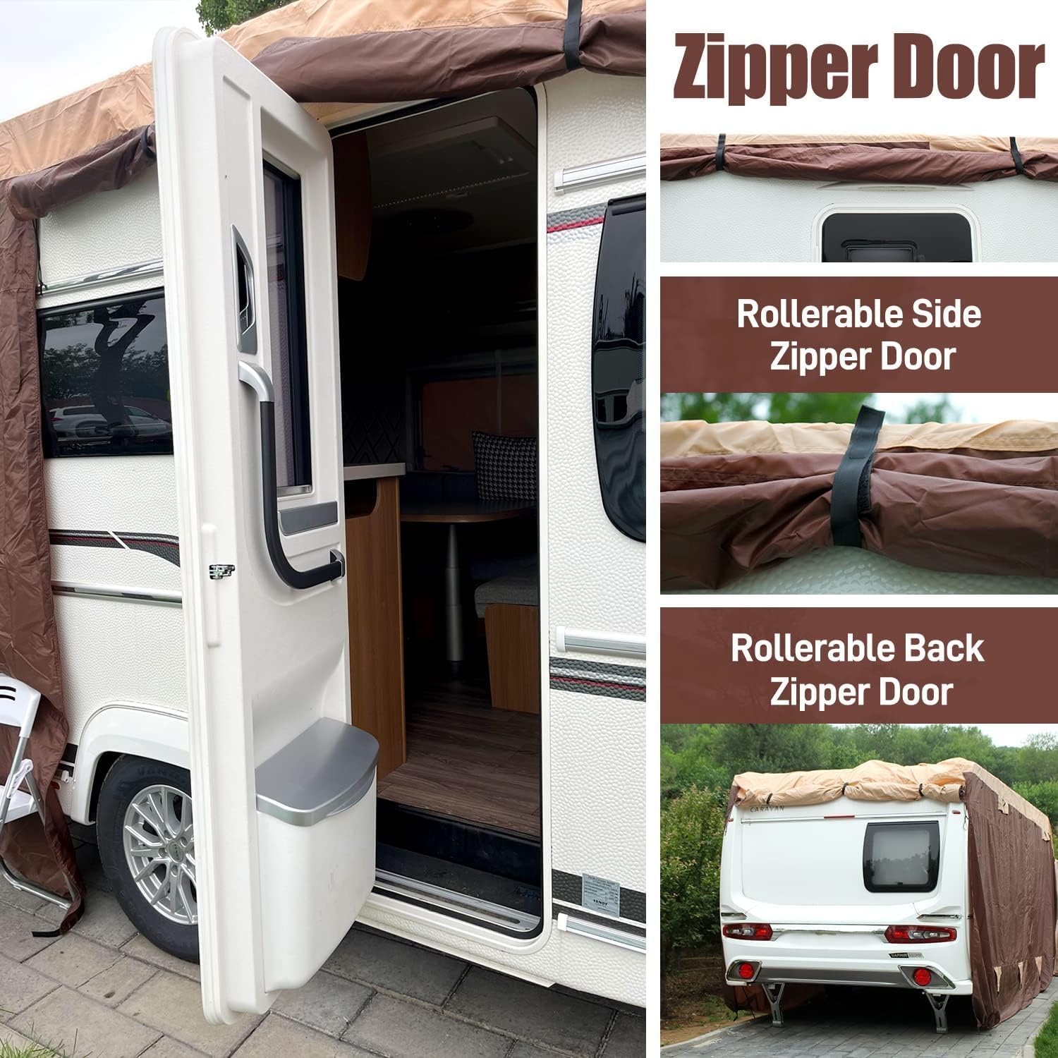 Vinpatio Class C Rv Cover 600D Oxford Fabric, Fits 26'-29' Rv, Heavy Duty Windproof Waterproof Anti-Uv Class C Motorhome Cover W