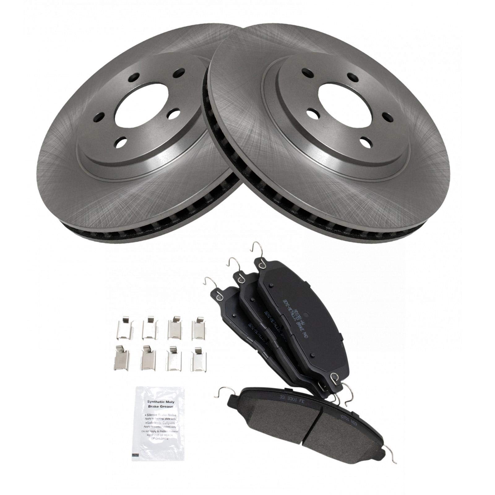 Trq Front Brake Pad & Rotor Kit Brake Pads Brake Rotor Semi-Metallic Compatible With 2005-2014 Ford Mustang