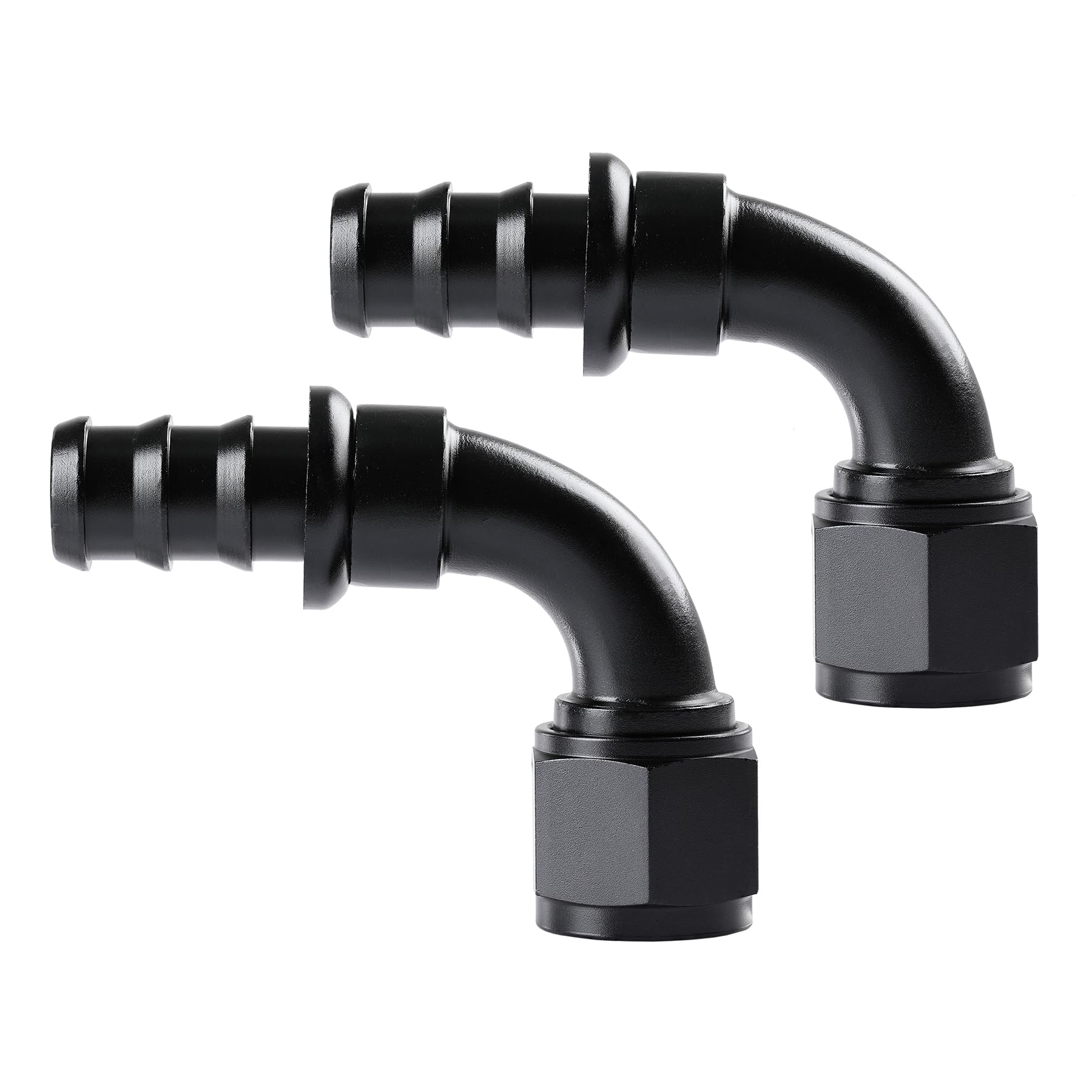 Ucreative 12AN 90 Degree Push Lock Hose Fitting End Black 2PCS