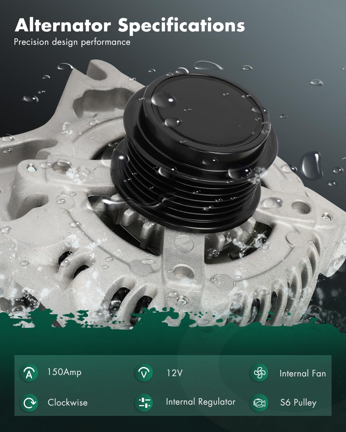 SCITOO Alternator Fit for Ford Mustang 2009-2010 4.6L, Manual Transmission - 12V 150Amp CW S6 Pulley Class, Replace OE 11526 104