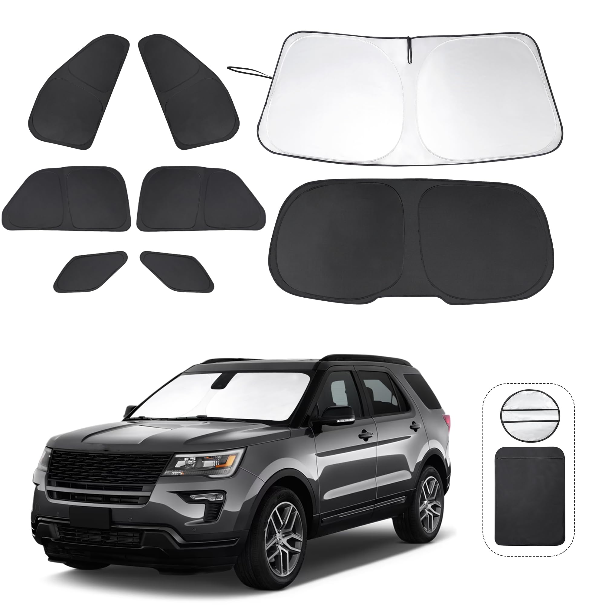 Tinglu Window Shades For Ford Explorer Suv 2011-2019 Accessories Full Windows Rear Triangular Windshield Sun Shade Sun Uv Rays P